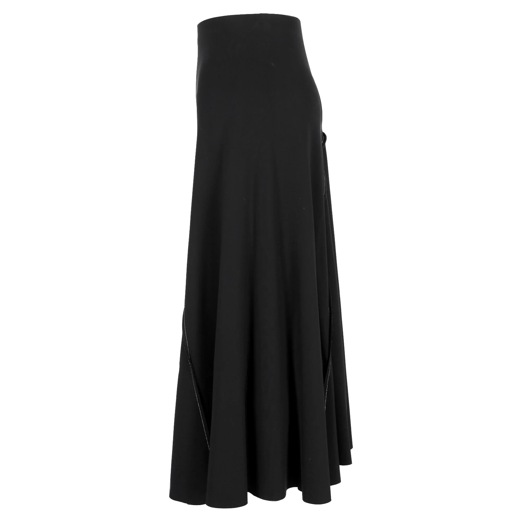 The Row Chouli Paneled Stretch-Crepe Midi Skirt in Black Viscose