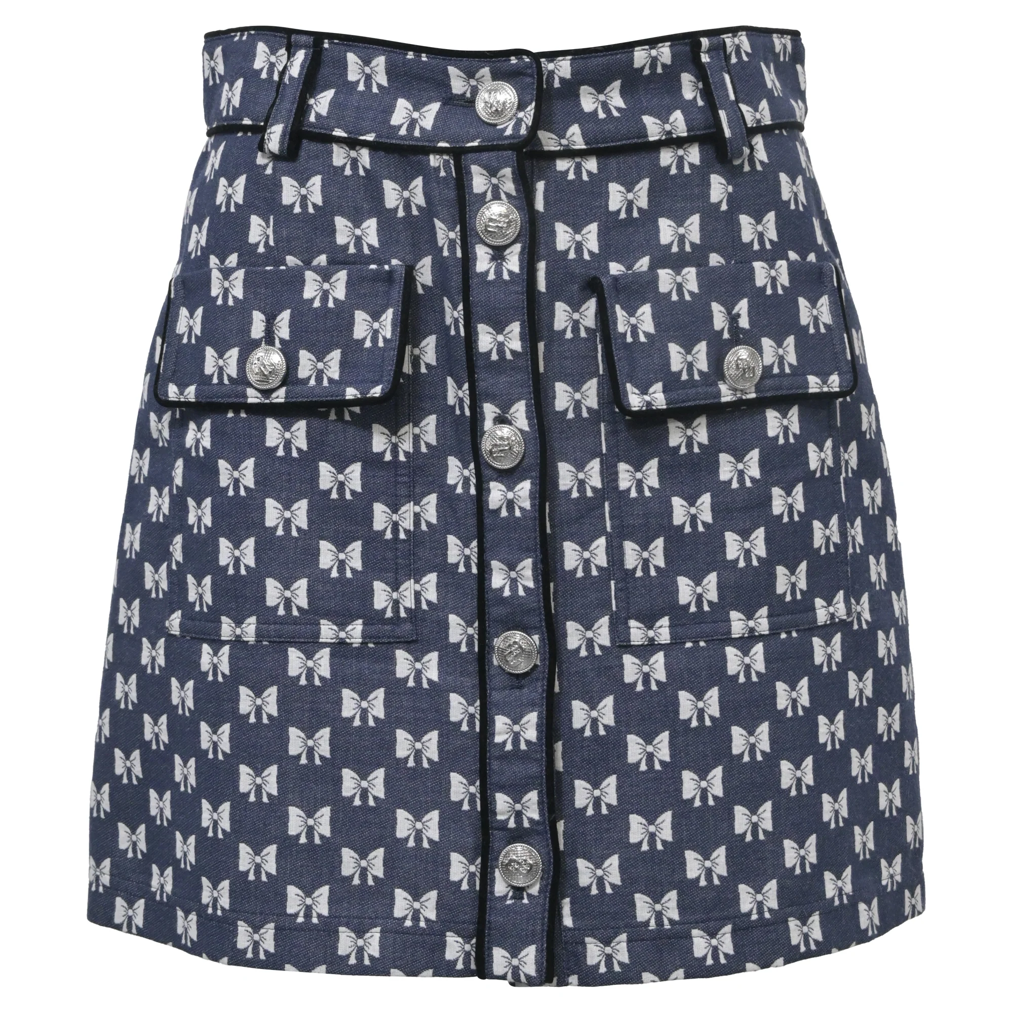 Maje Jonala Printed Mini Skirt in Blue Cotton