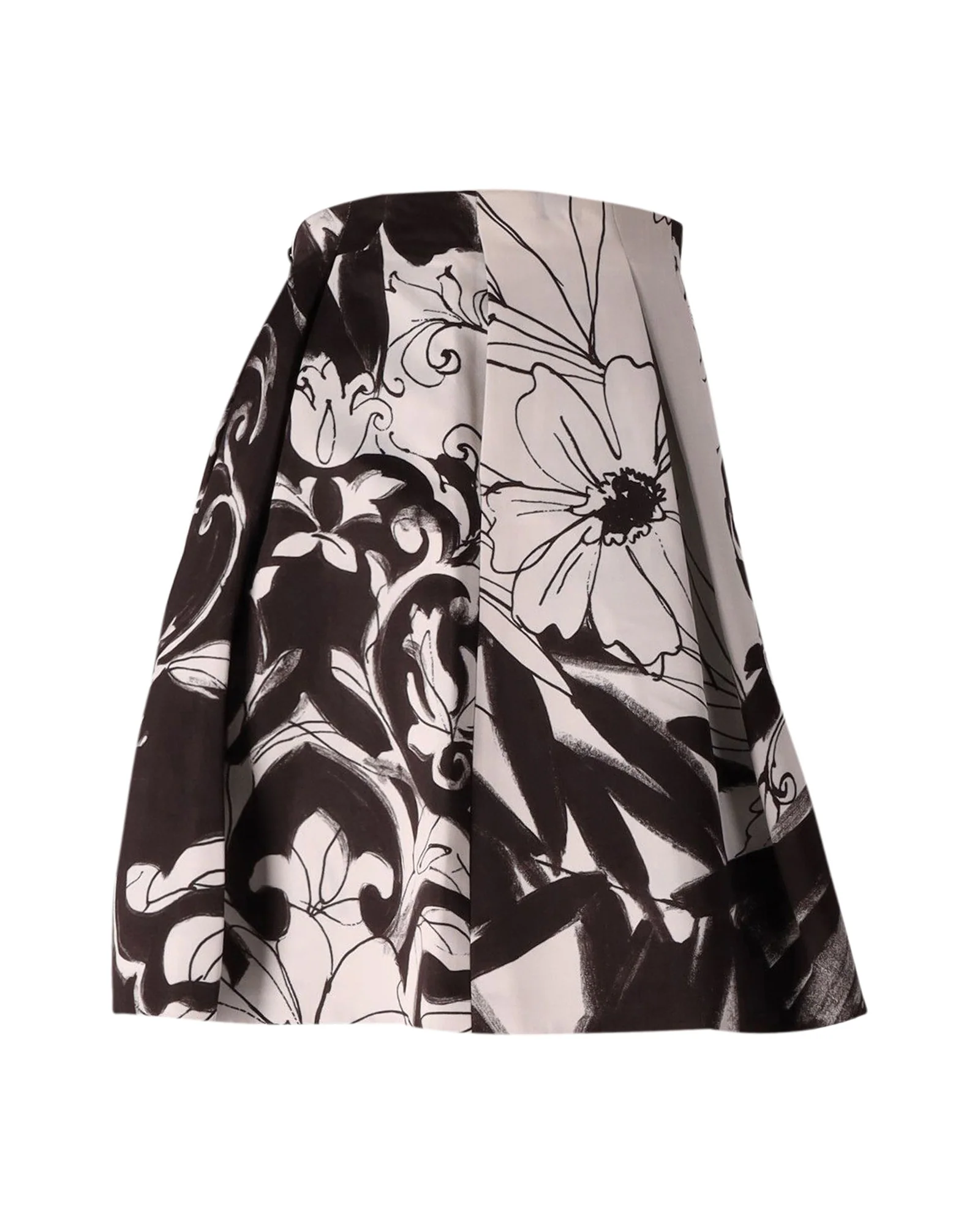 Alice + Olivia Pleated Mini Skirt in Black Polyester