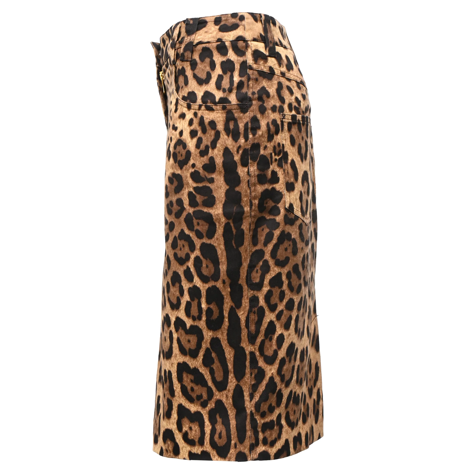Dolce & Gabbana Fitted Skirt in Animal Print Cotton
