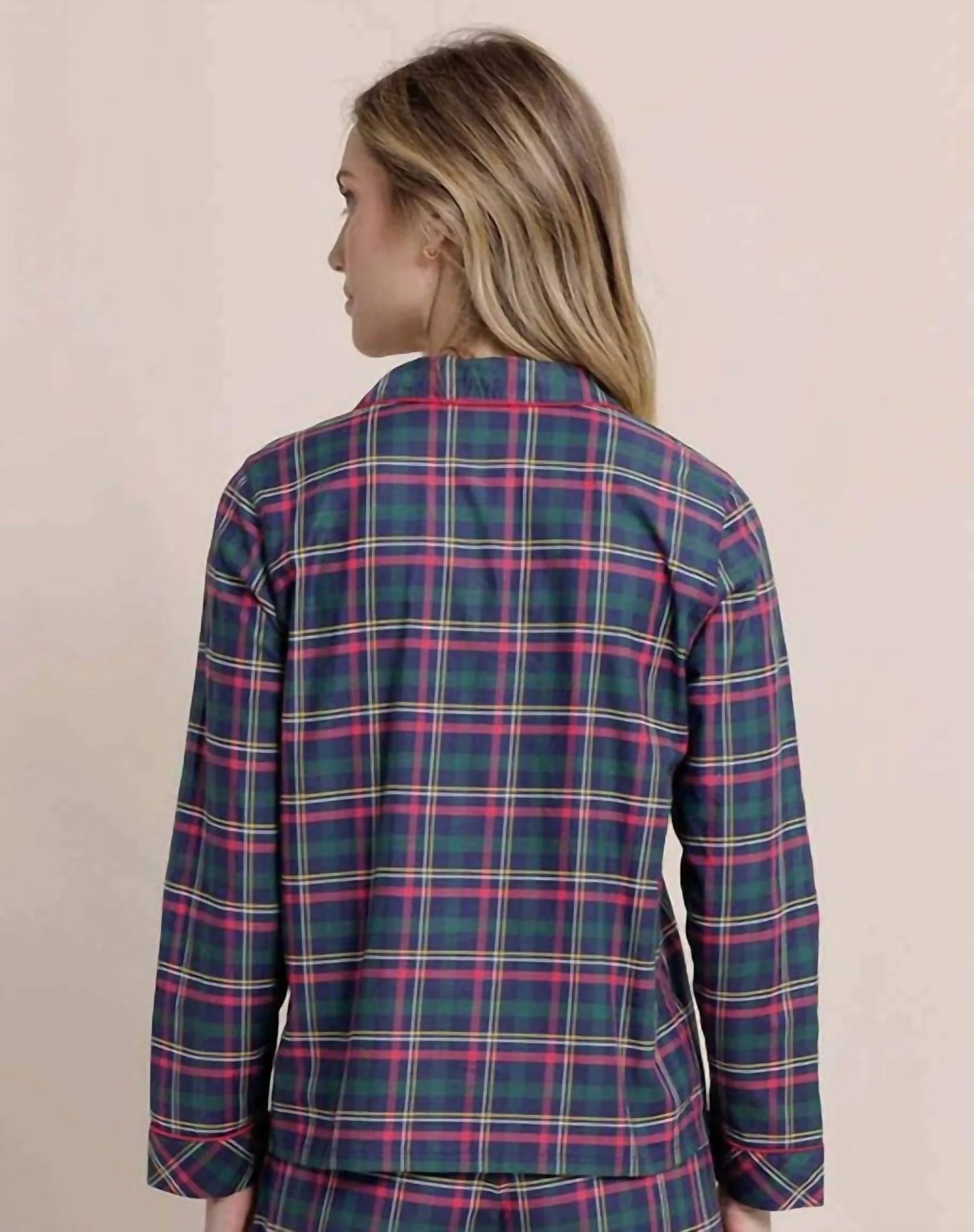 Partridgeberry Plaid Lounge Shirt In Dress Blue