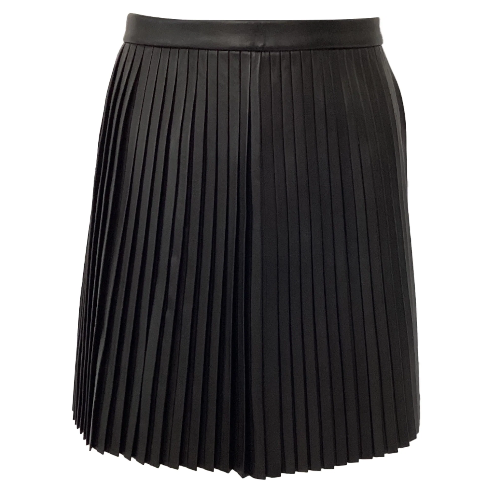 Theory Pleated Mini Skirt in Black Lamb Leather