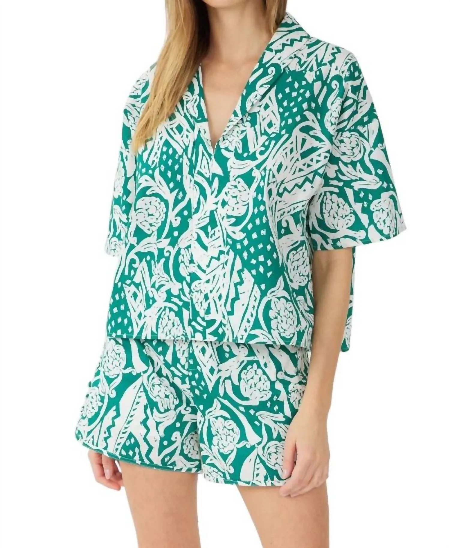 Chic Print Set In Green Multi