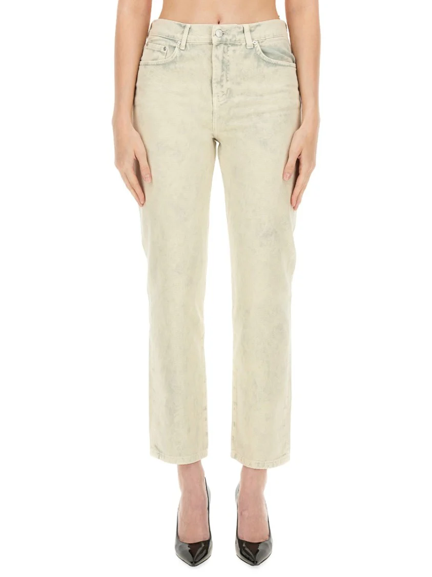 Faded Wash Cropped Jeans