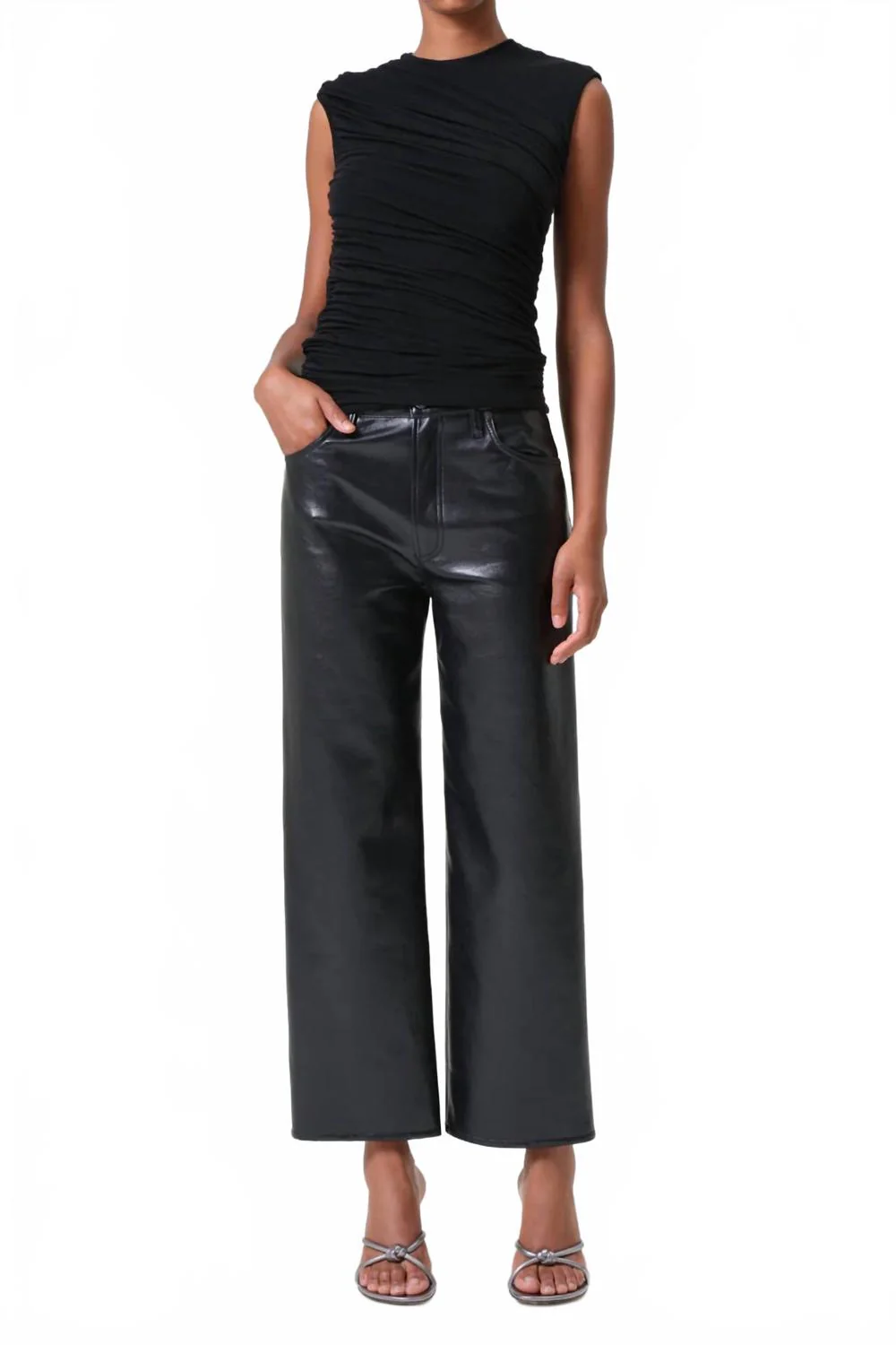 Ren Wide Leg Recycled Leather Pants In Detox