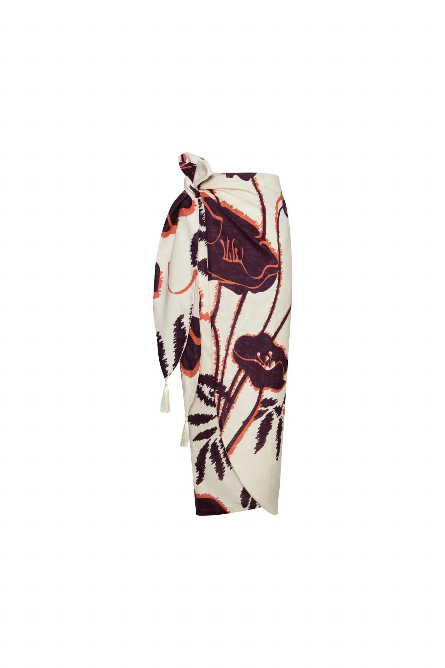 Mapara Skirt In Ecru Purple Gladiolos