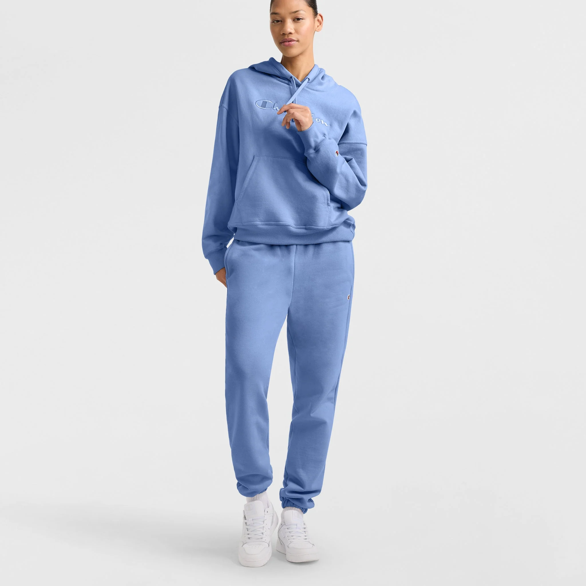 Powerblend Hoodie, Relaxed, Full Embroidered Script Logo