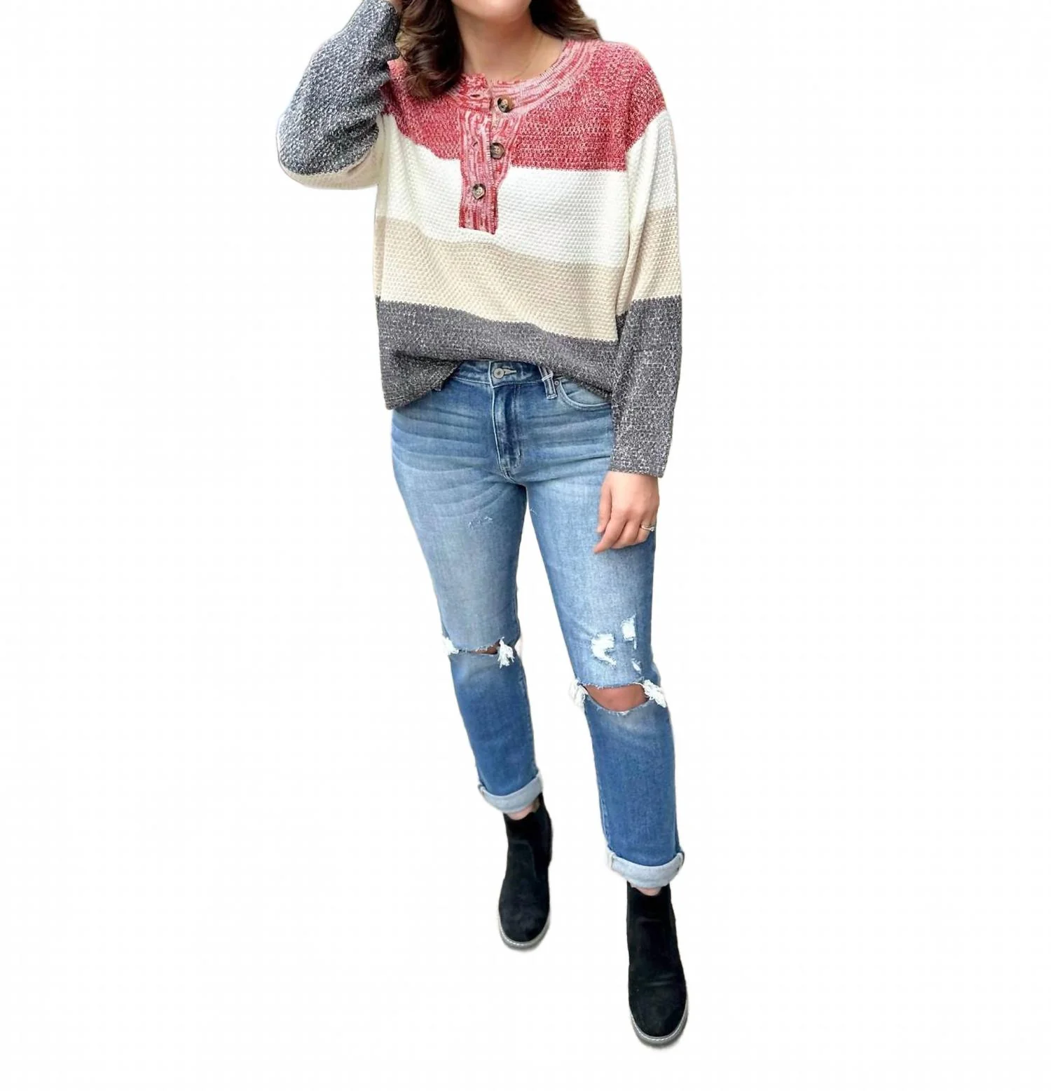 Alice High Rise Hem Detail Slim Straight Jeans In Blue