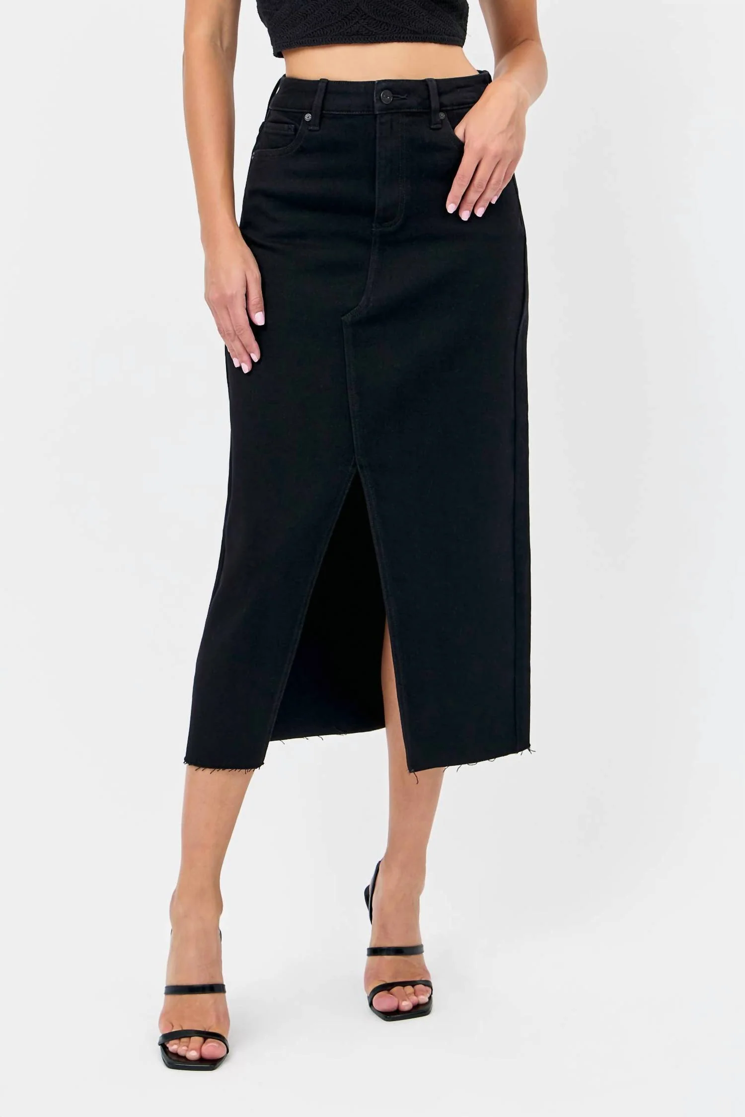 Jean Midi Skirt In Black