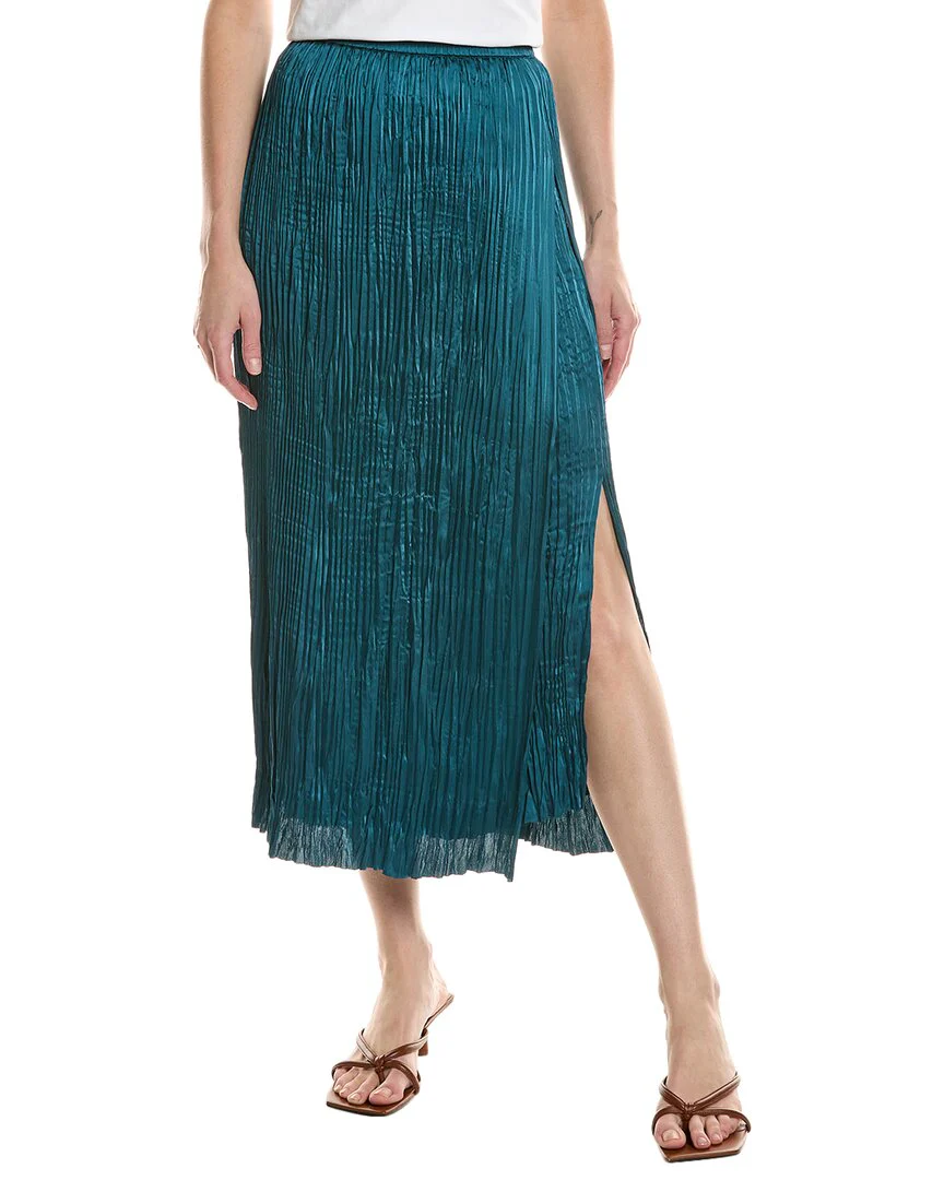 Vince Crushed Overlay Midi Skirt