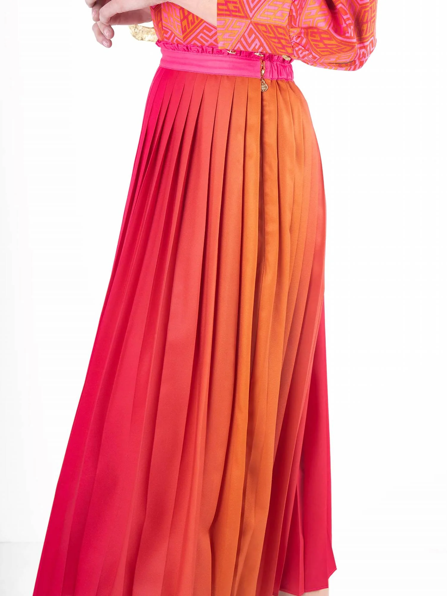 Pleated Midi Skirt In Golden Hour