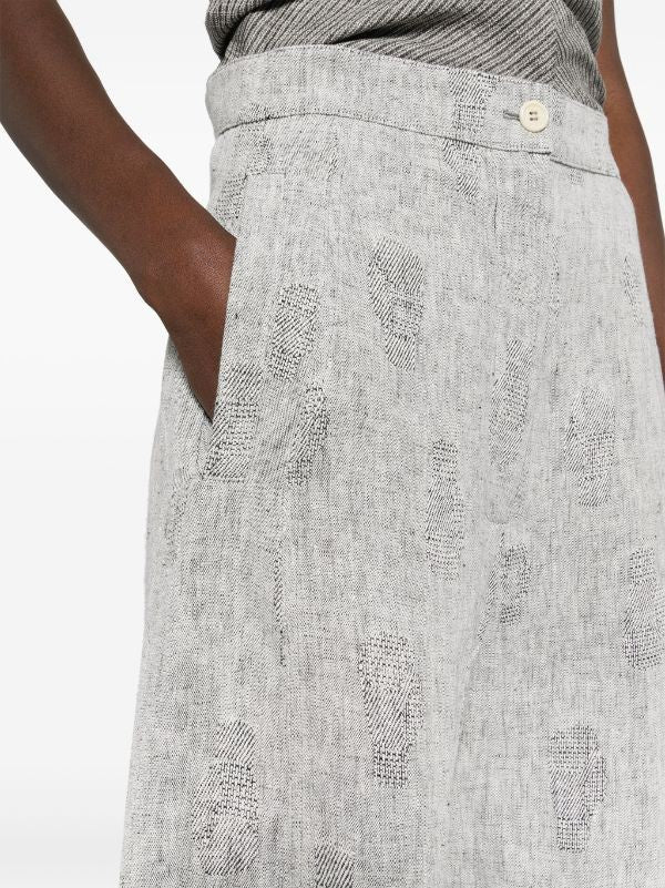 High-Waisted Wide-Leg Pants With Textured Print