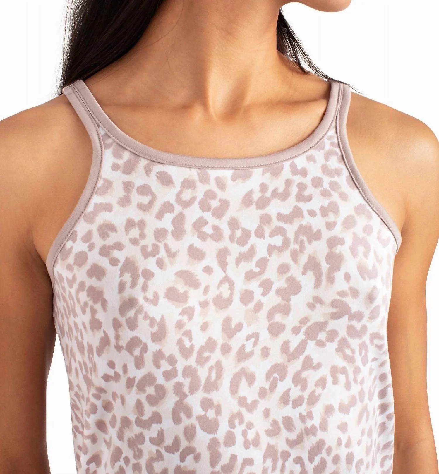 Peached Jersey Three-Piece Sleepwear Set In Beige Animal