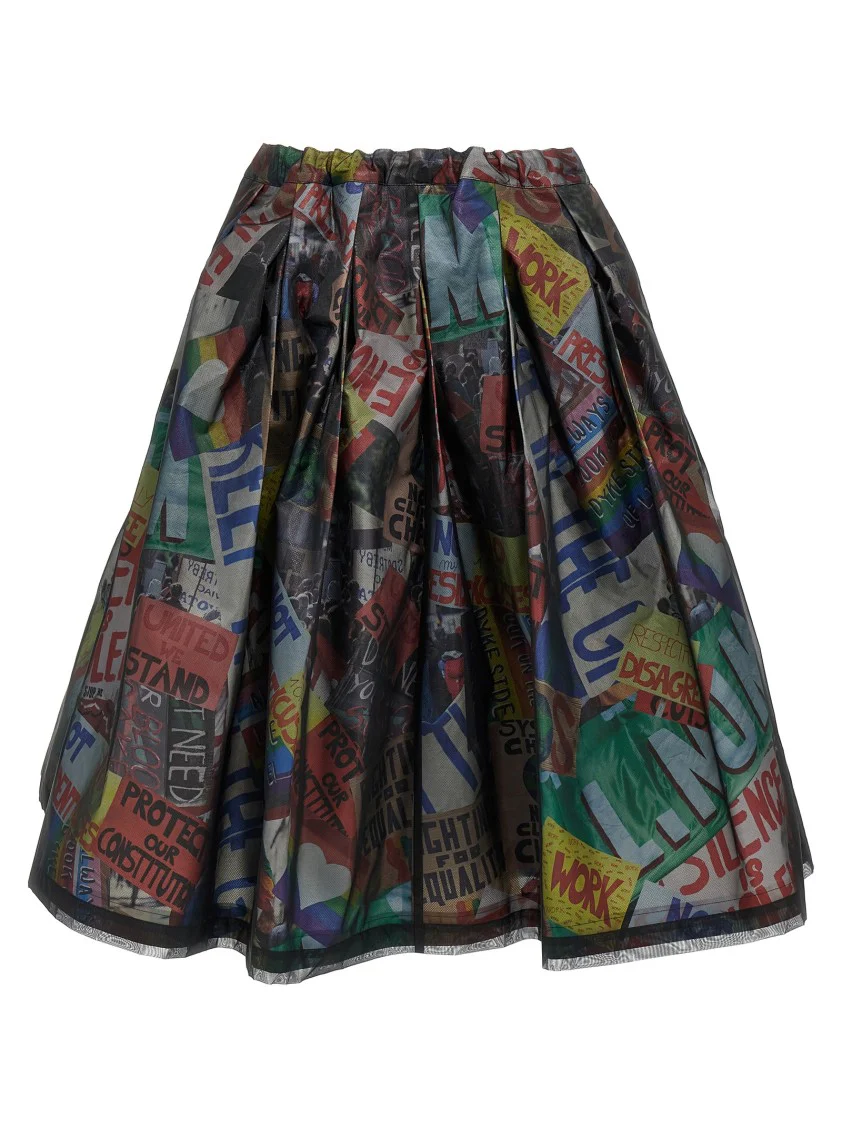 Structured Midi Skirt With Overlapping Fabric Design