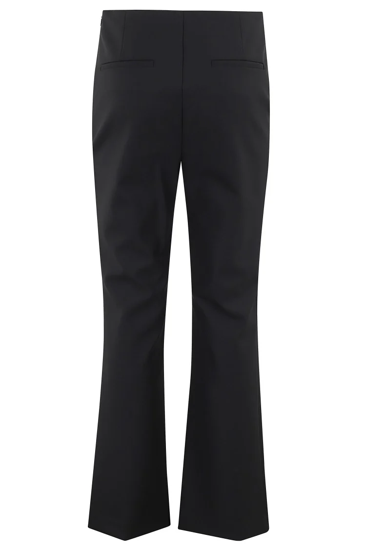 Cropped Black Tailored Pants With Flared Hem