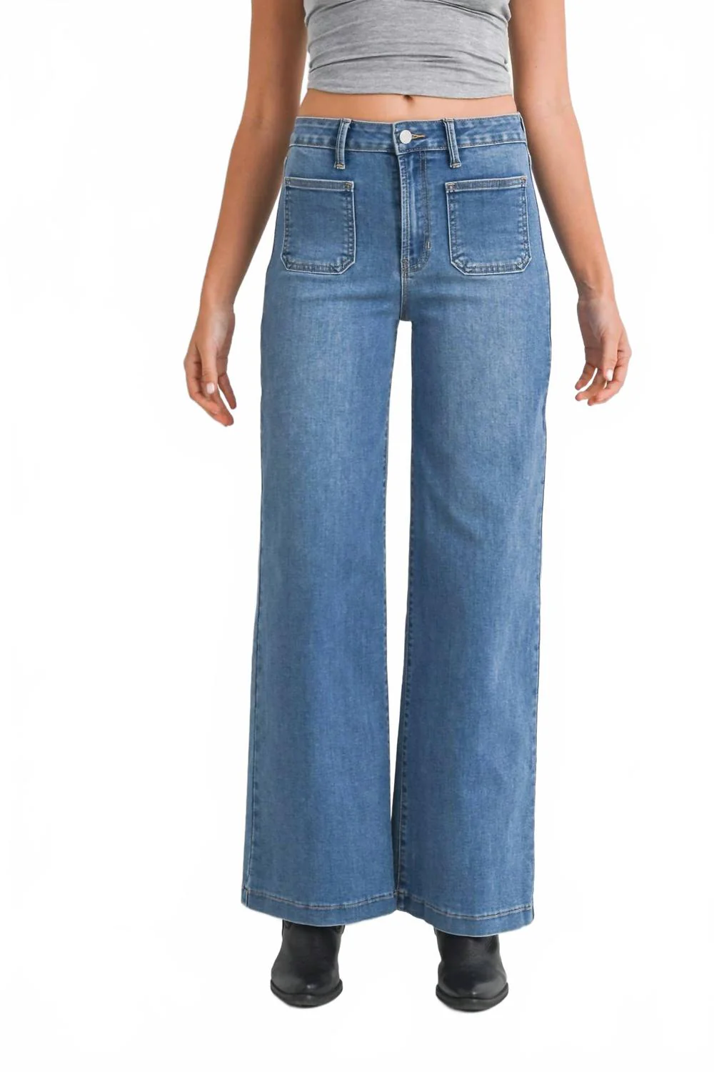 Mini Patch Pocket Wide In Medium Denim