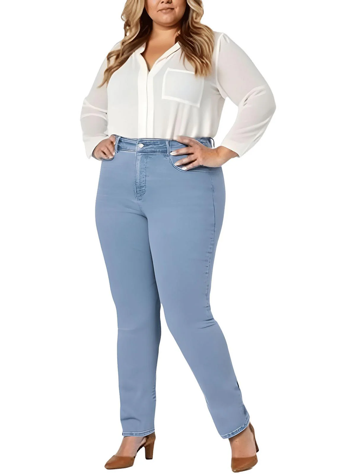 Plus Marilyn Womens Stretch Denim Straight Leg Jeans