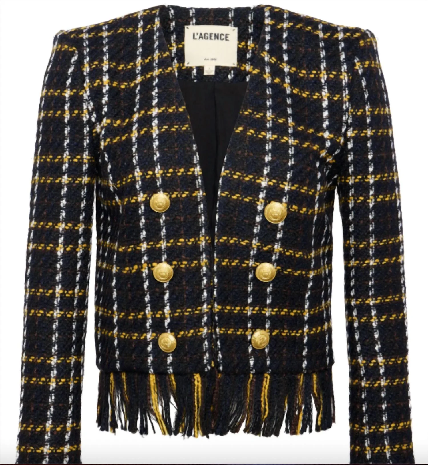 Belmont Fringe Jacket In Black/yellow