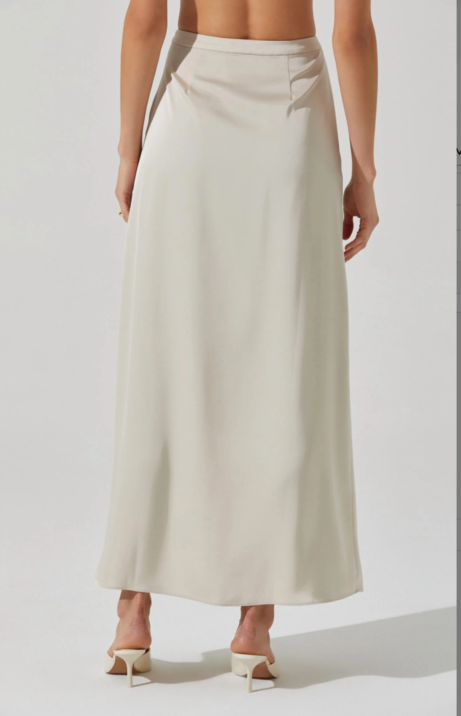 Vitella Satin Midi Skirt In Ecru