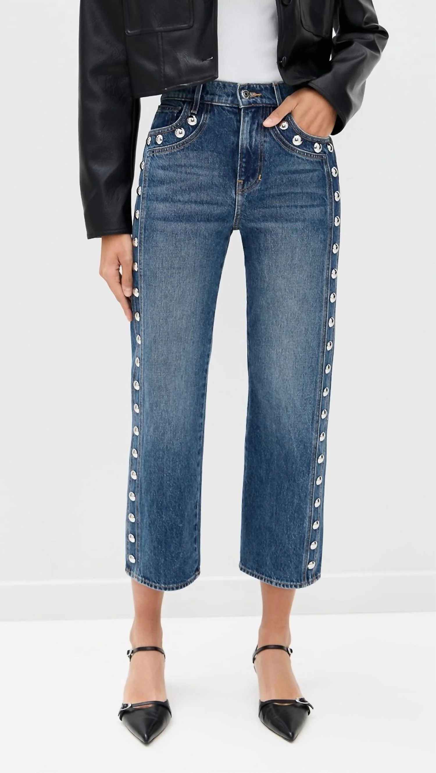 Dylan Ankle High Rise Straight Leg Jeans In Stoned Serendipity
