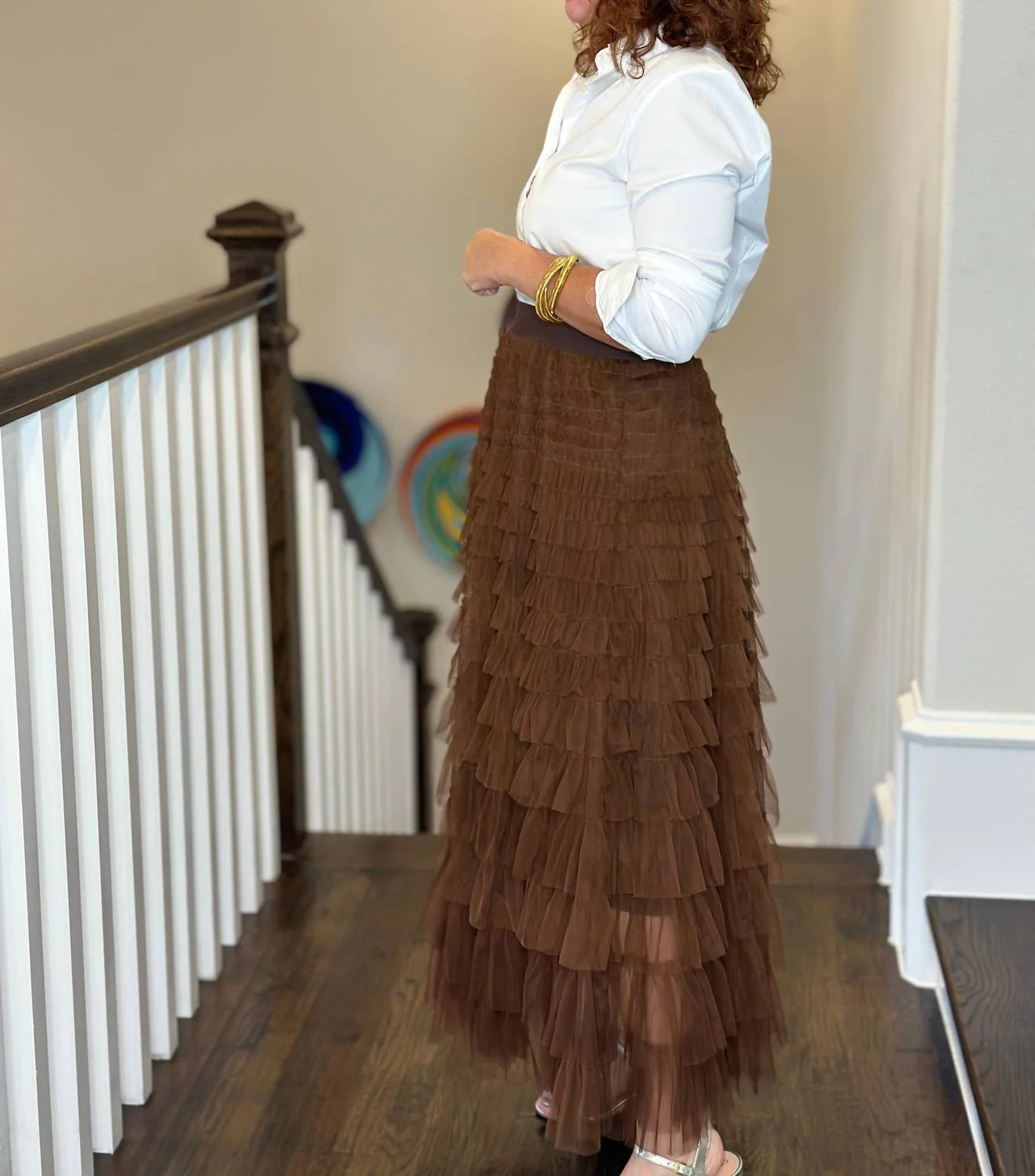 Tulle Tier Skirt In Brown