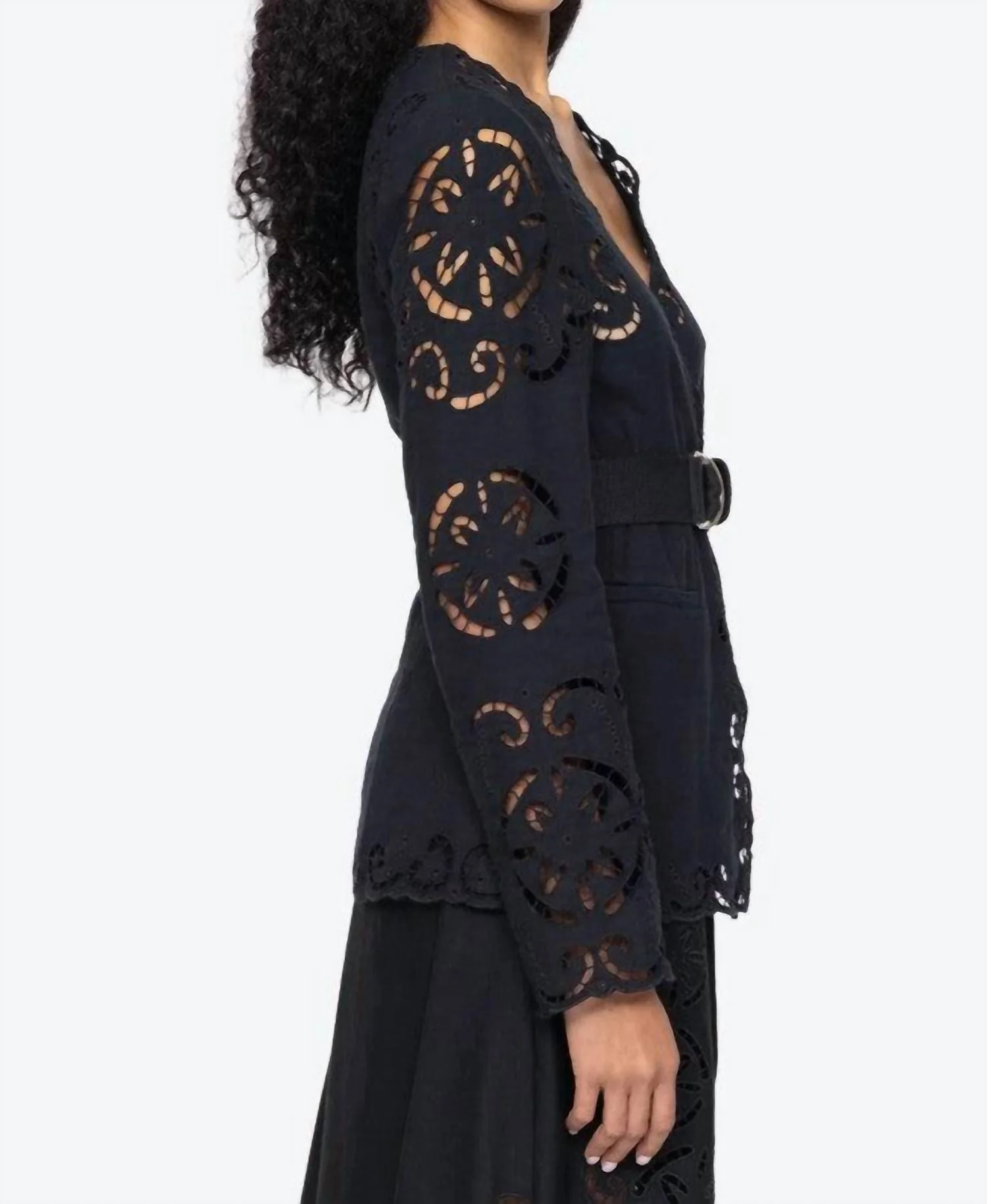 Dahlia Eyelet Detailed Blazer In Black
