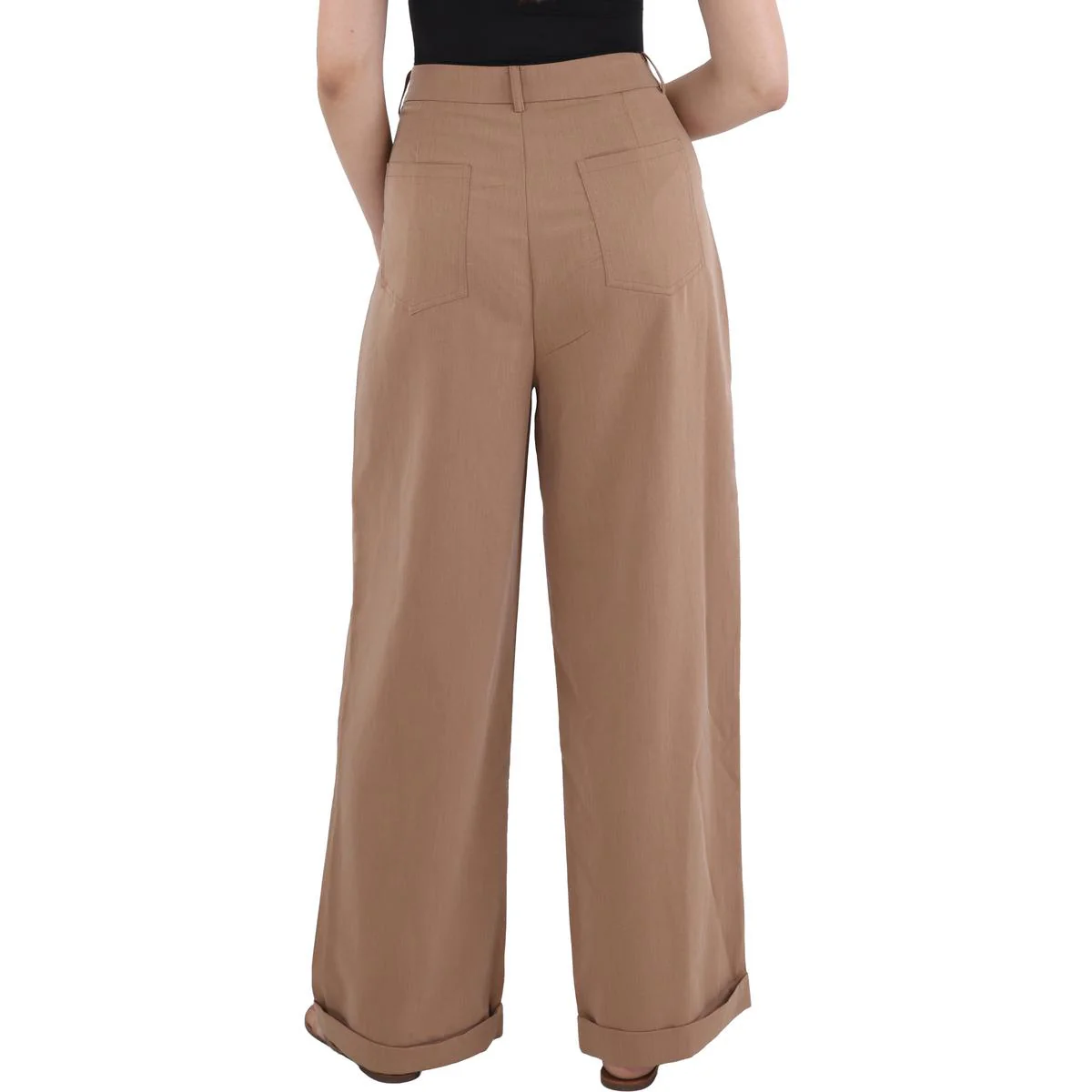 Womens Pocket Wide Leg Trouser Pants