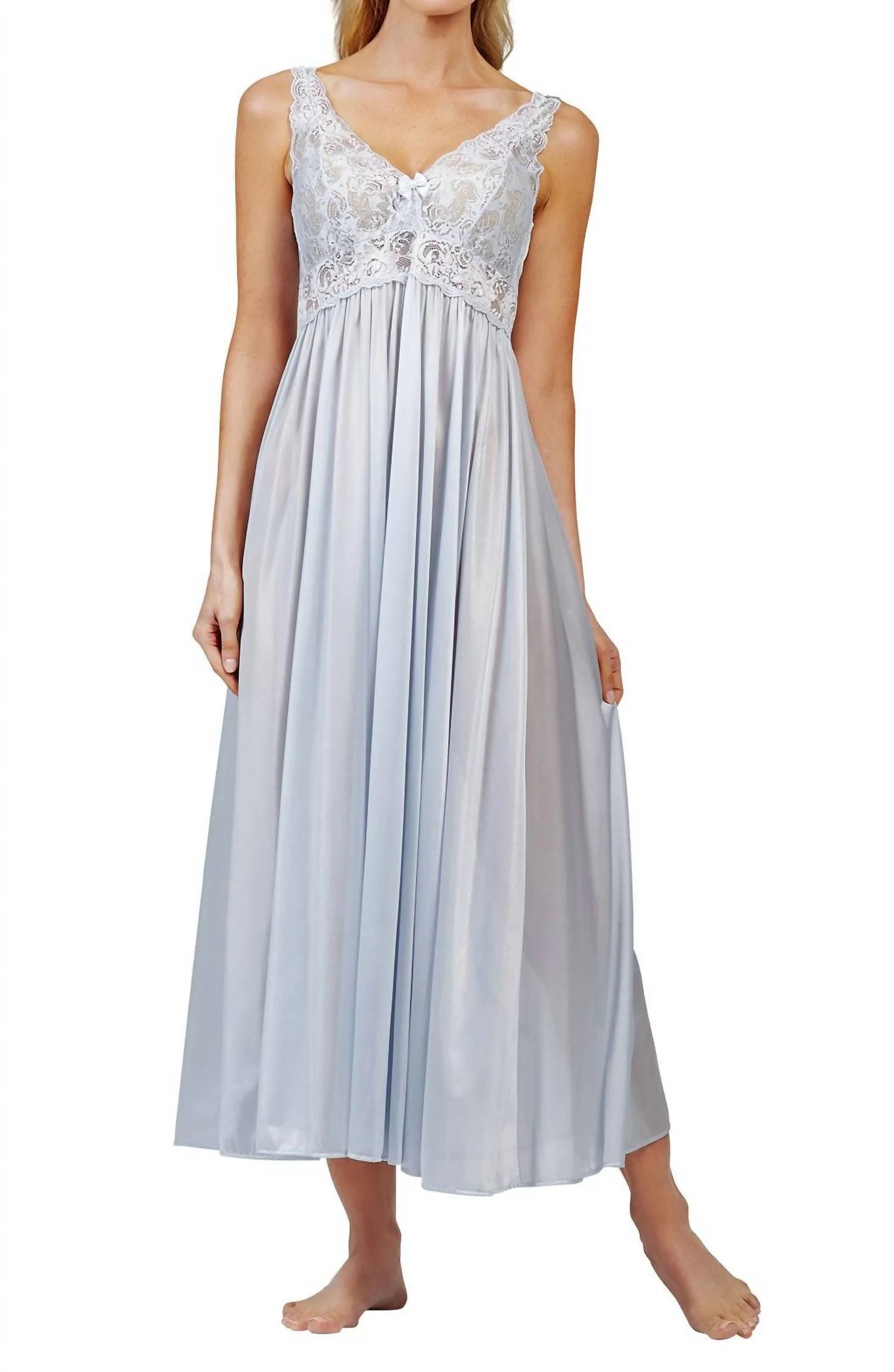 Silhouette 53 Inch Sleeveless Long Gown In Silver