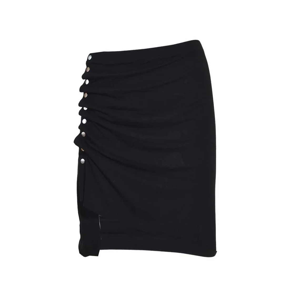 Black Viscose Button Mini Skirt Rabanne