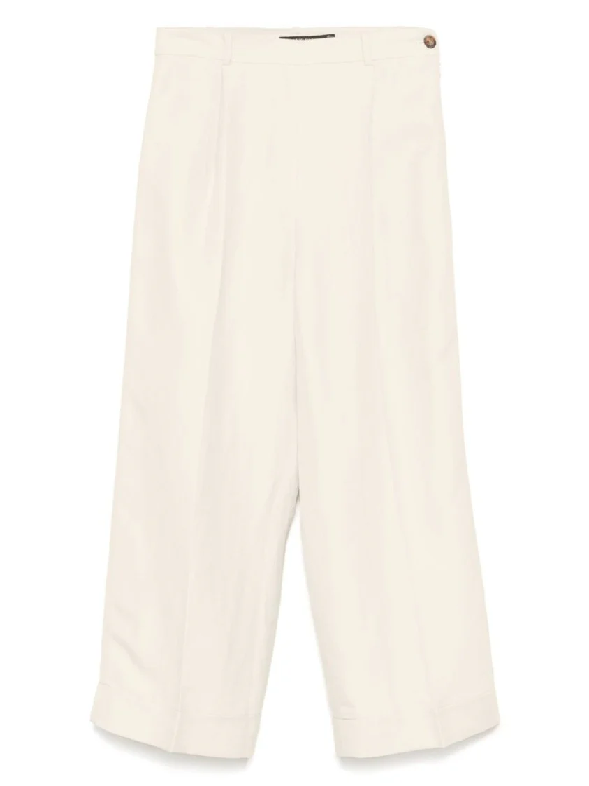 Ankle-Length Pleated Trousers With Concealed Zip