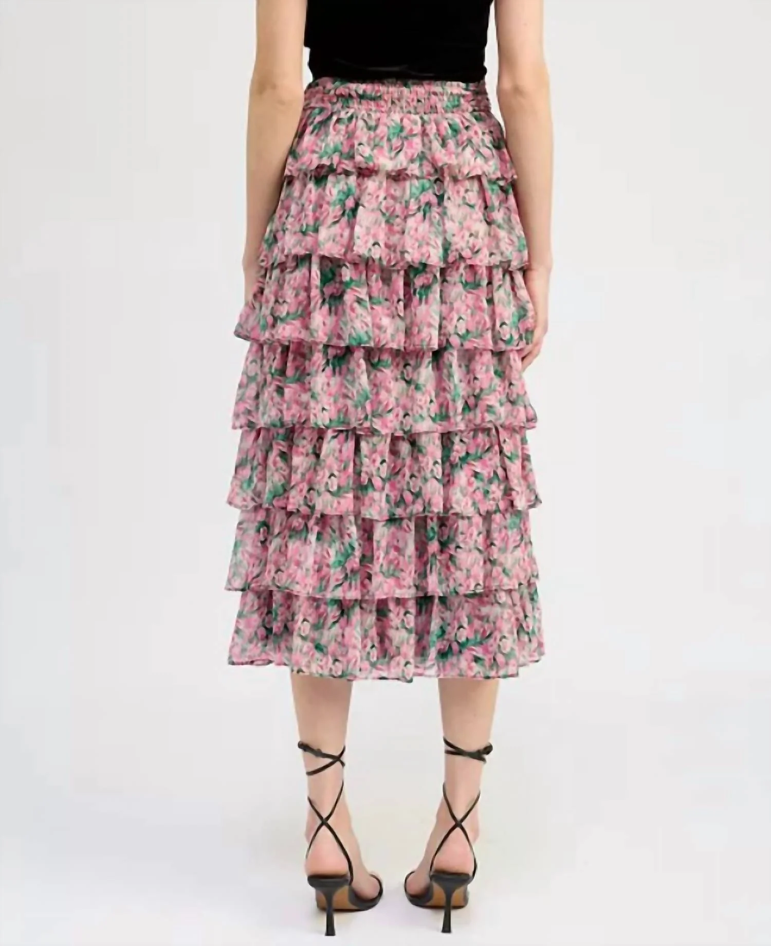 Claire Floral Layered Skirt In Pink