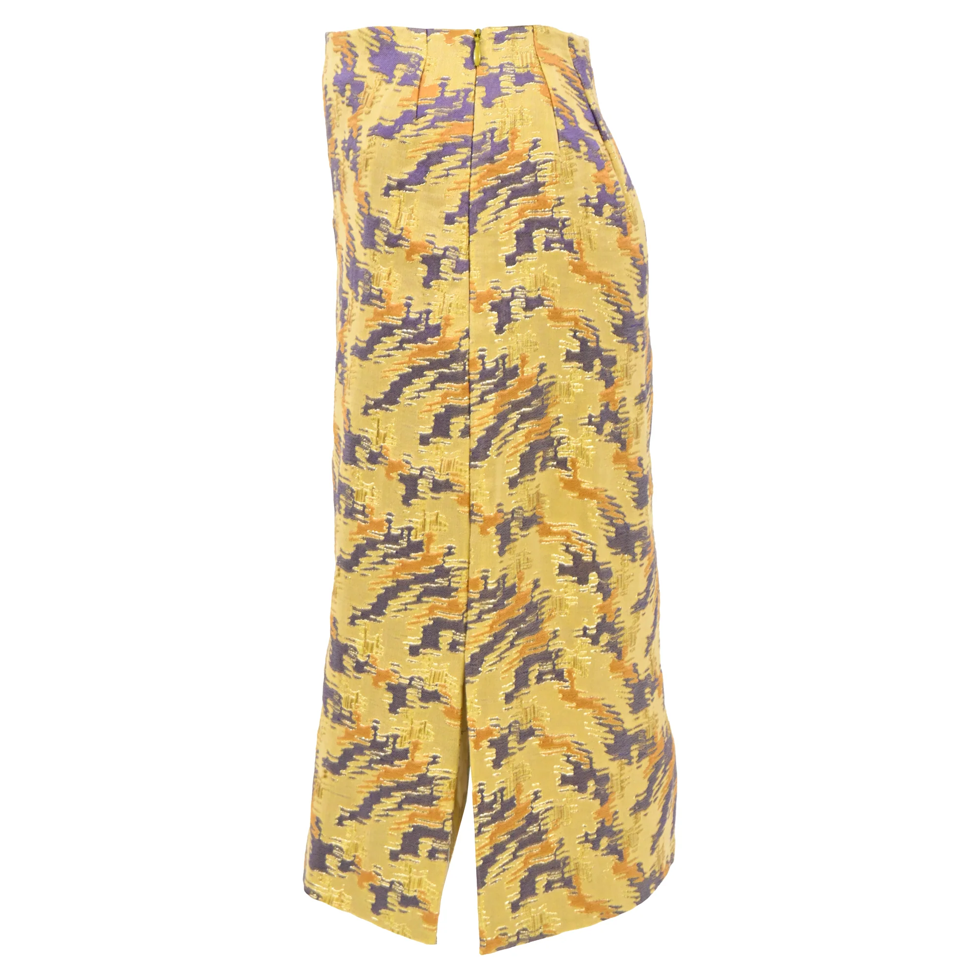 Dries Van Noten Printed Skirt in Yellow Viscose