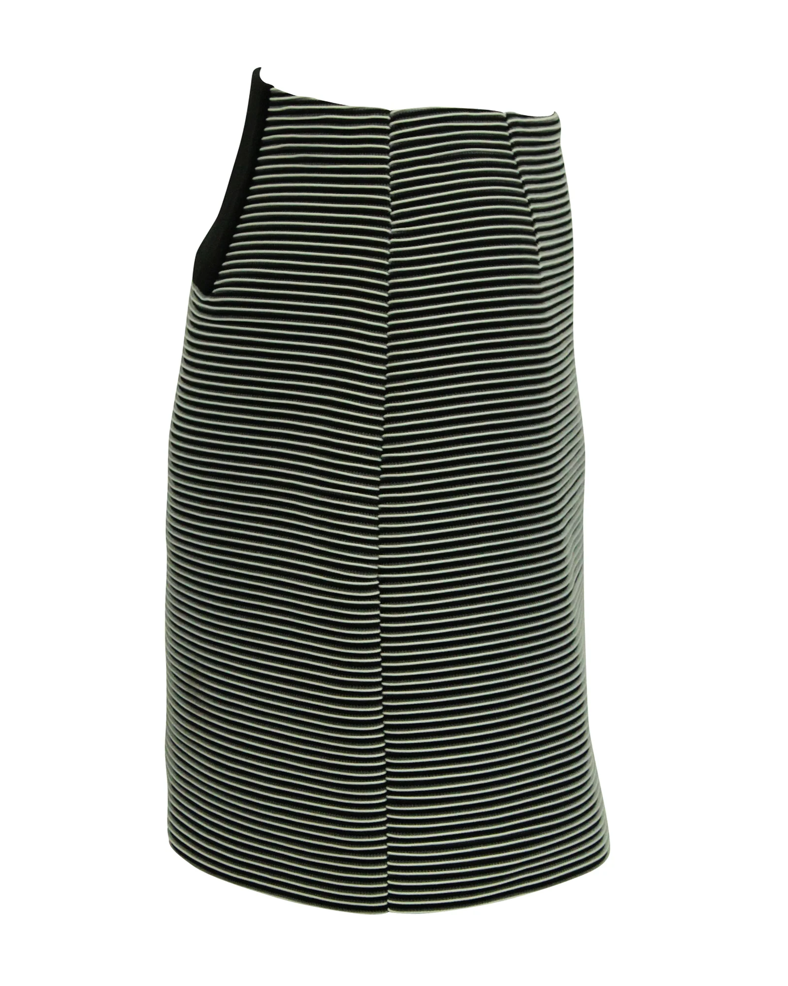 Mugler Striped Pencil Skirt in Black and White Polyamide