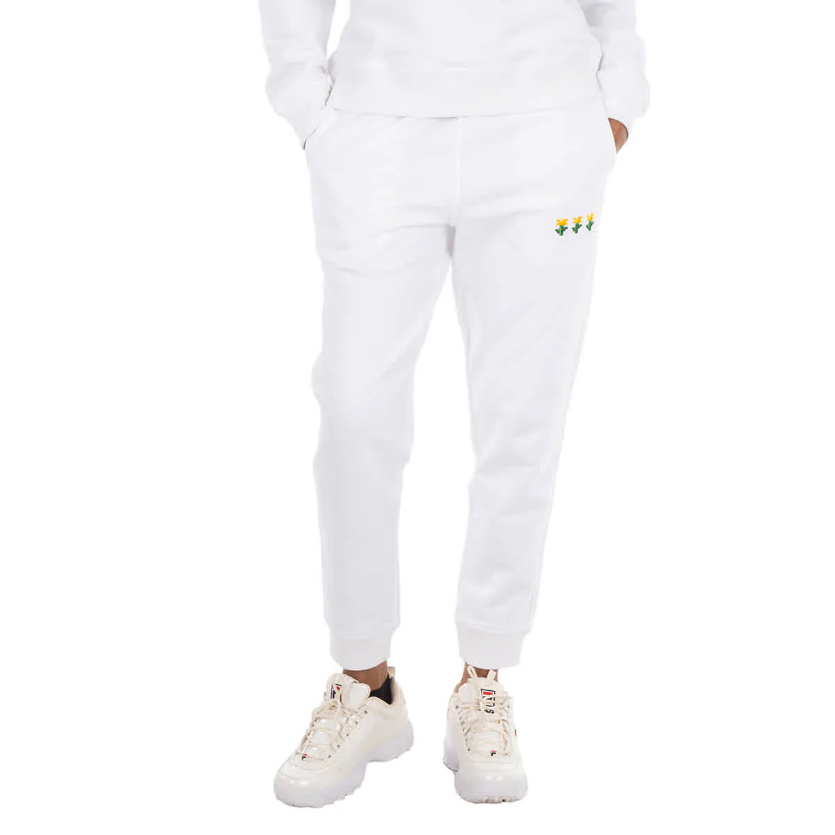 Burberry Larkan Embroidered Floral Cotton Jogging Pants