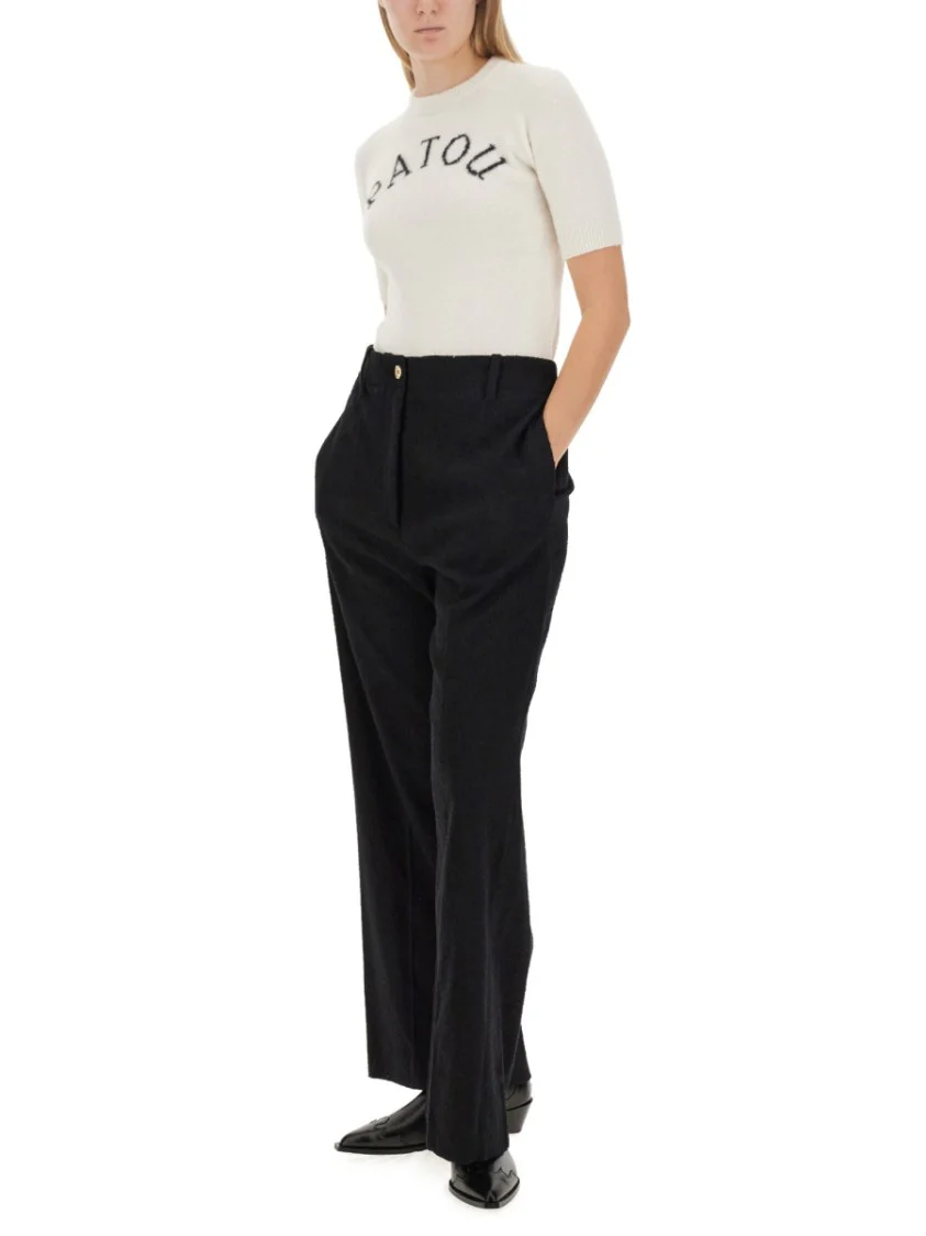 Wide-Leg Black Pants With High Waist