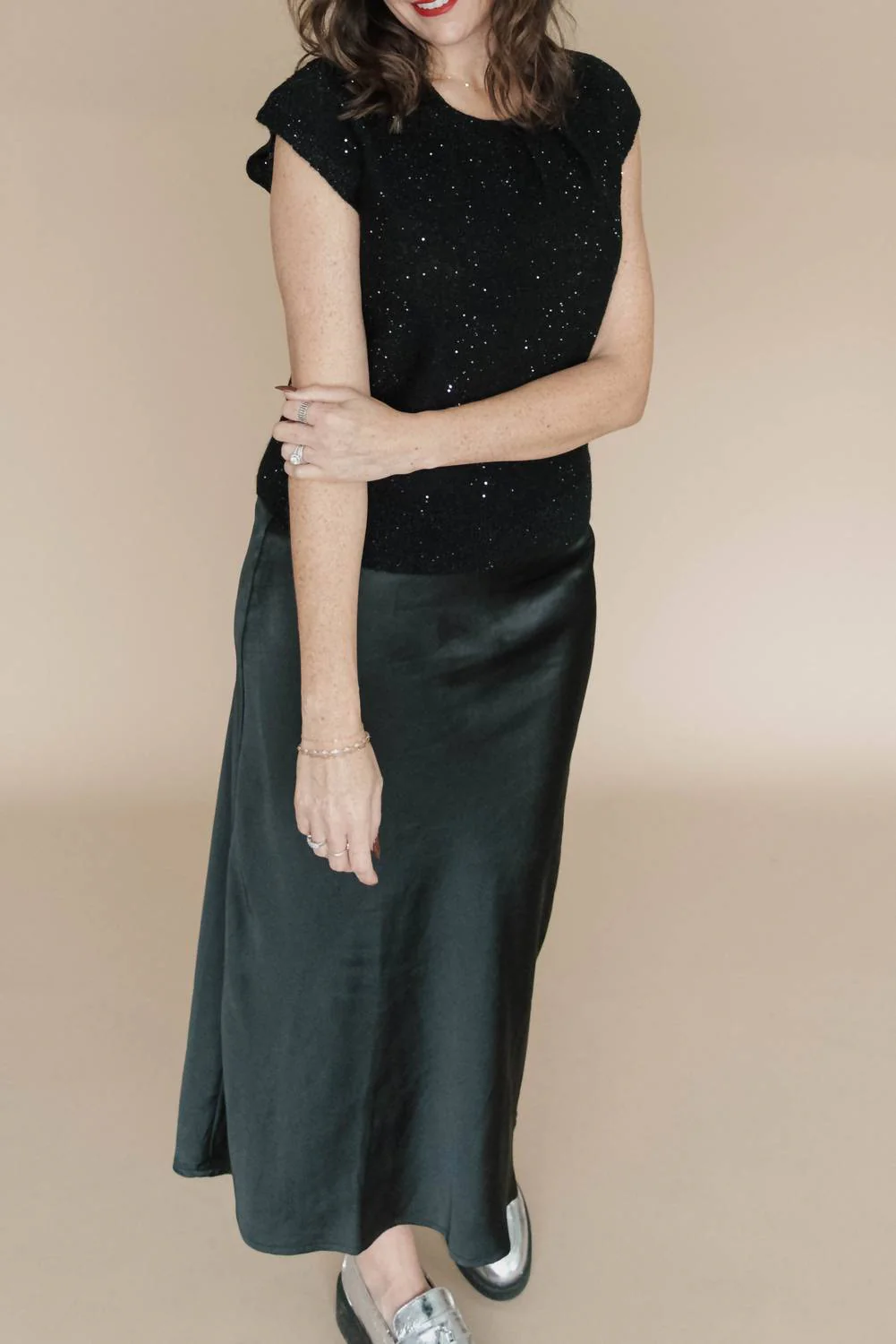 Smitten For You Satin Skirt In Black