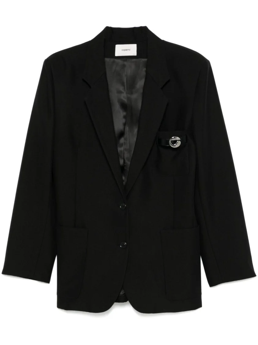 Front Button Fastening Black Jacket