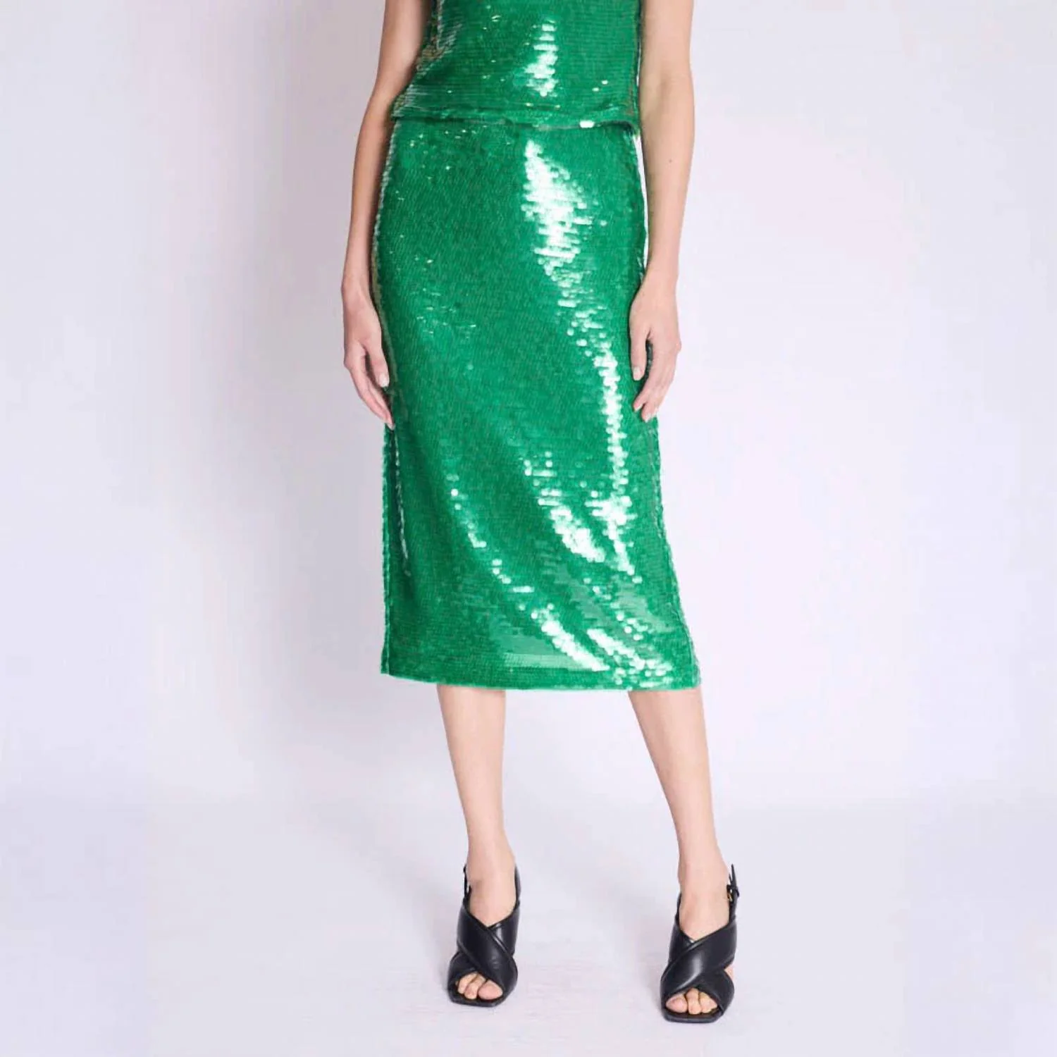Jamy Sequin Skirt In Green