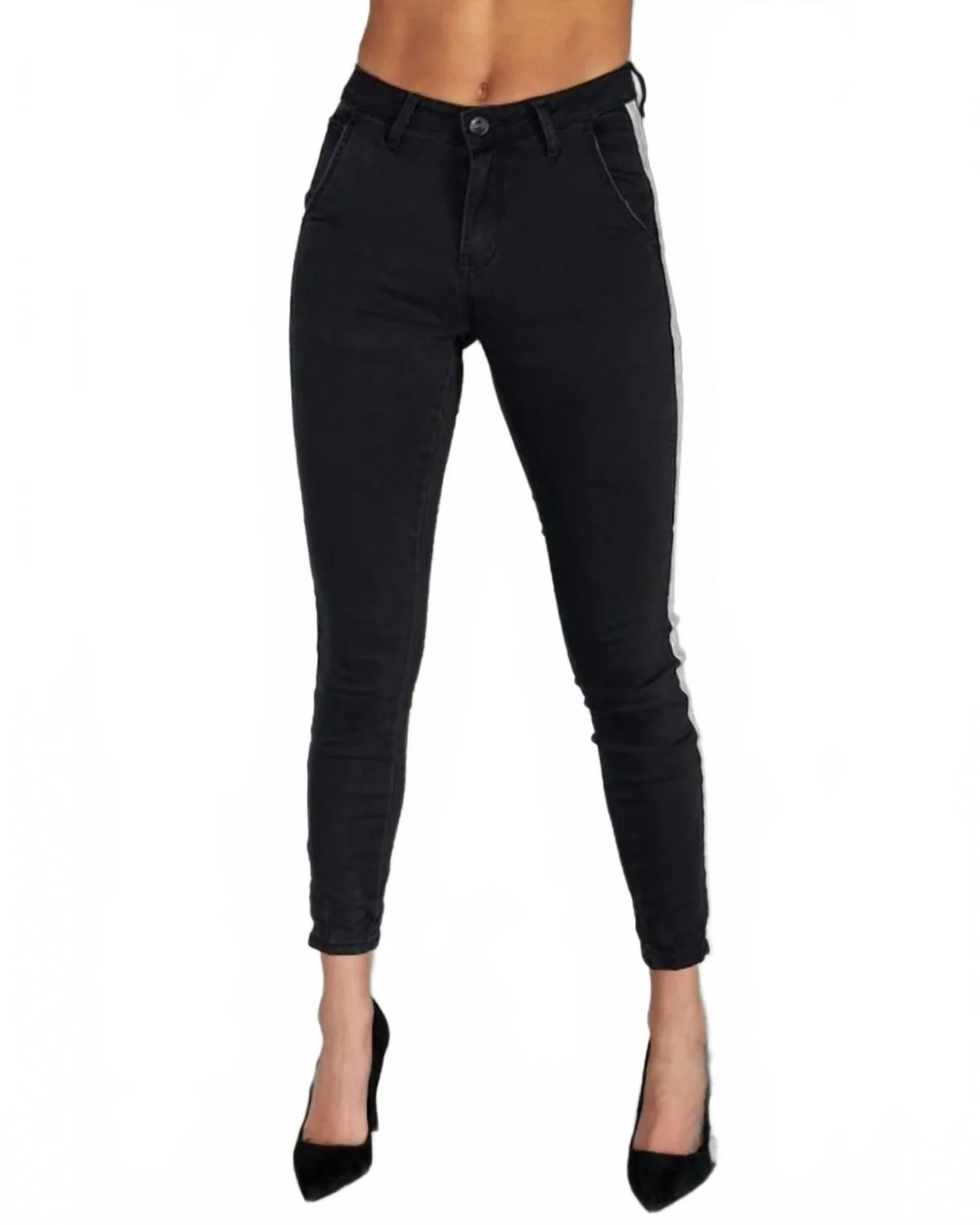 Alessandra Silver Stripe Black Joggers