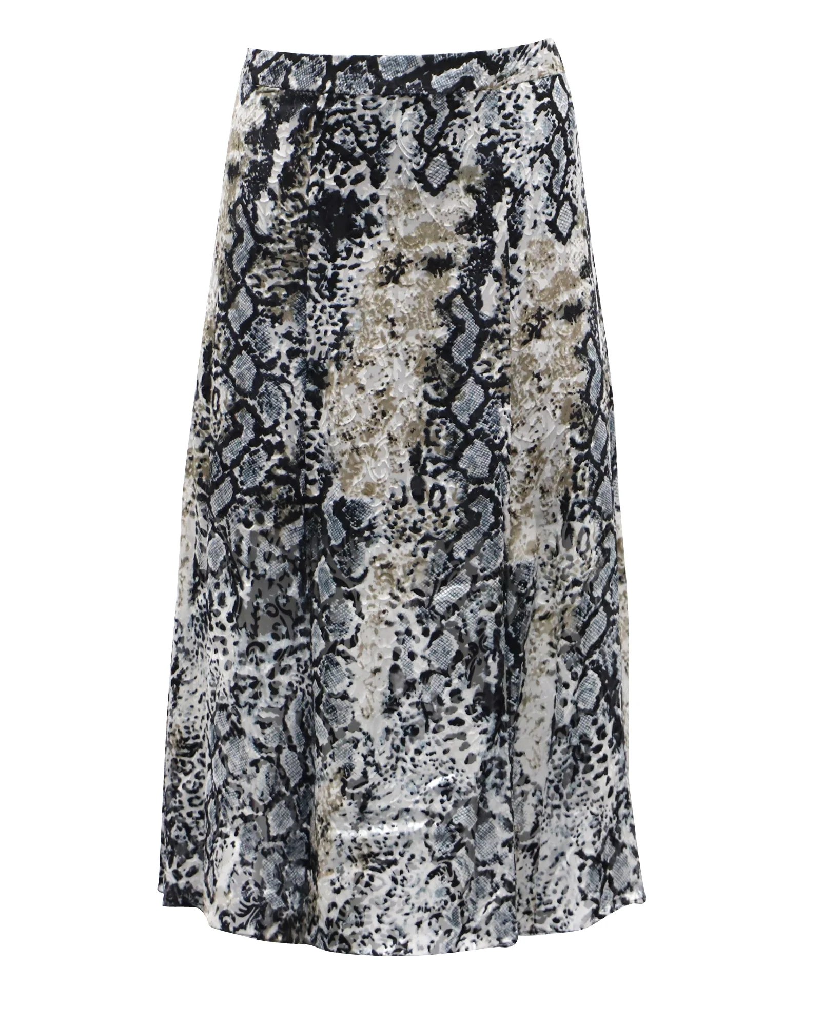 Alice + Olivia Athena Snake-Print Burnout Midi Skirt in Multicolor Viscose