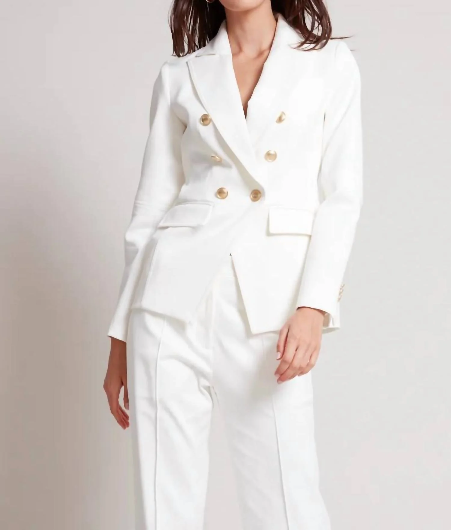 James Double Breasted Signature Stretch Blazer In White