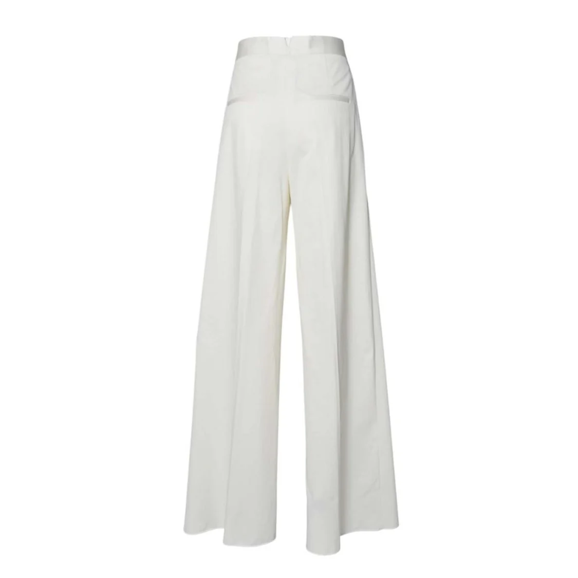 Chenzia Wide Trousers In White Pinstriped Jacquard Cotton
