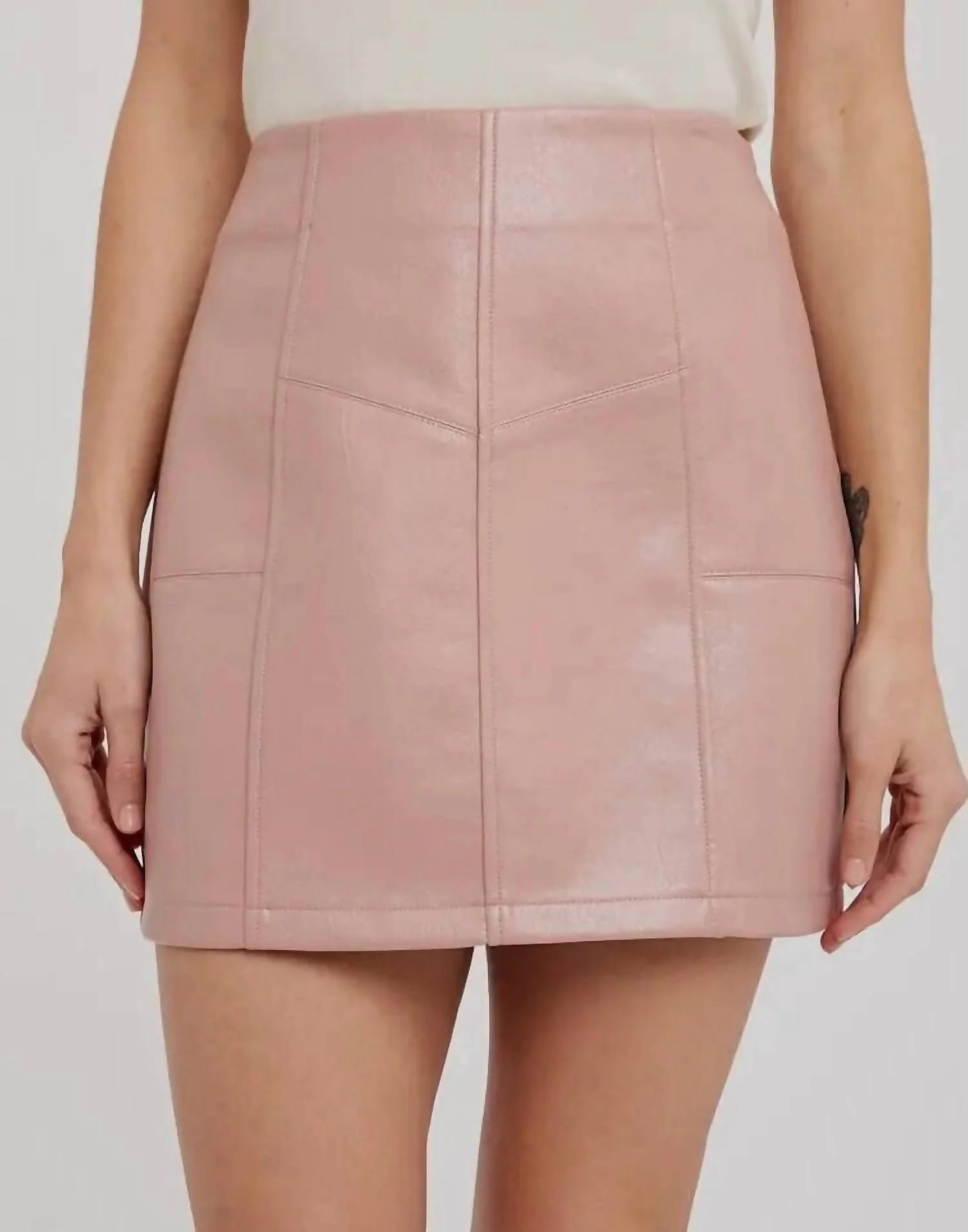 Shiloh Pleather Skirt In Pink