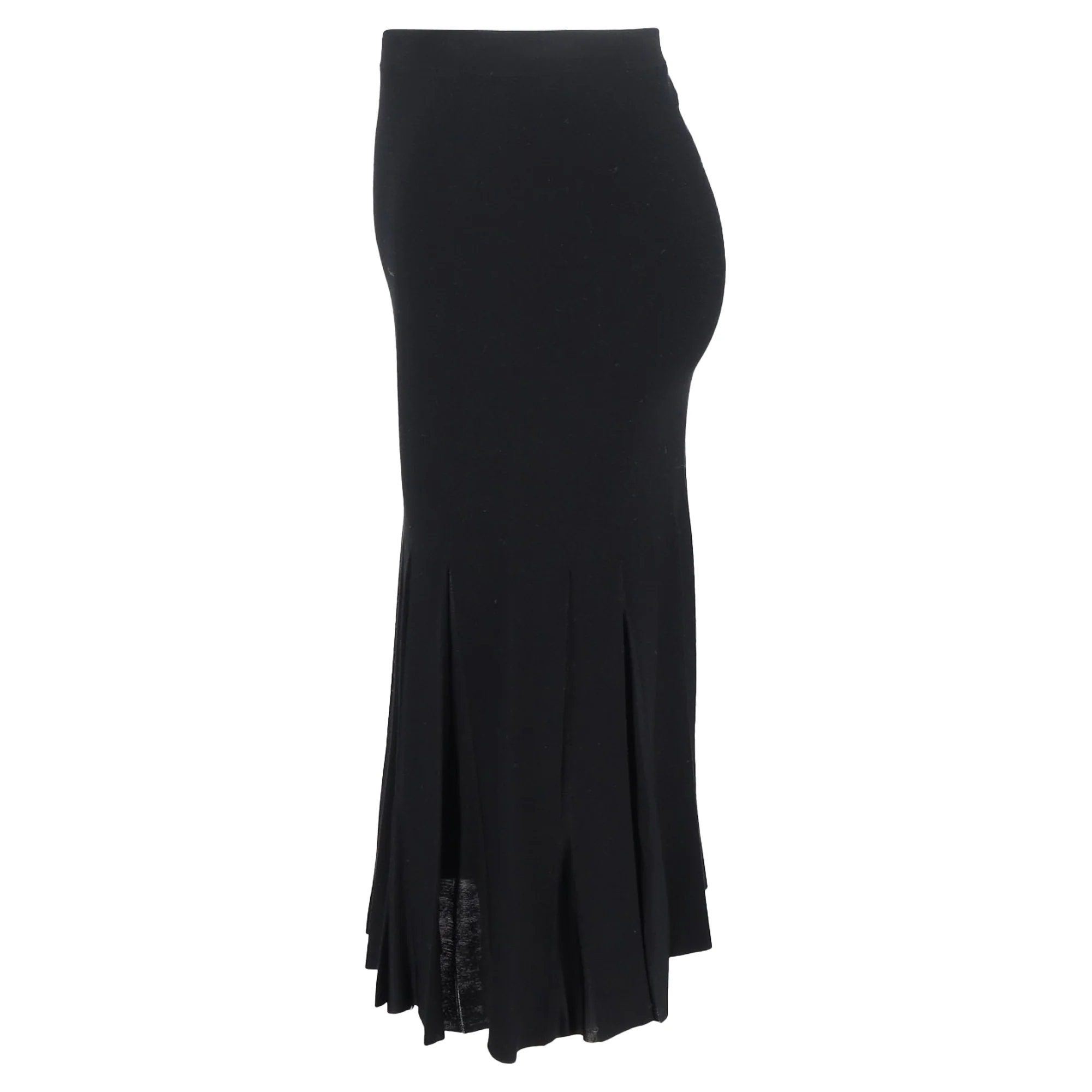 Theory Pleated Knee-Length Skirt in Black Viscose