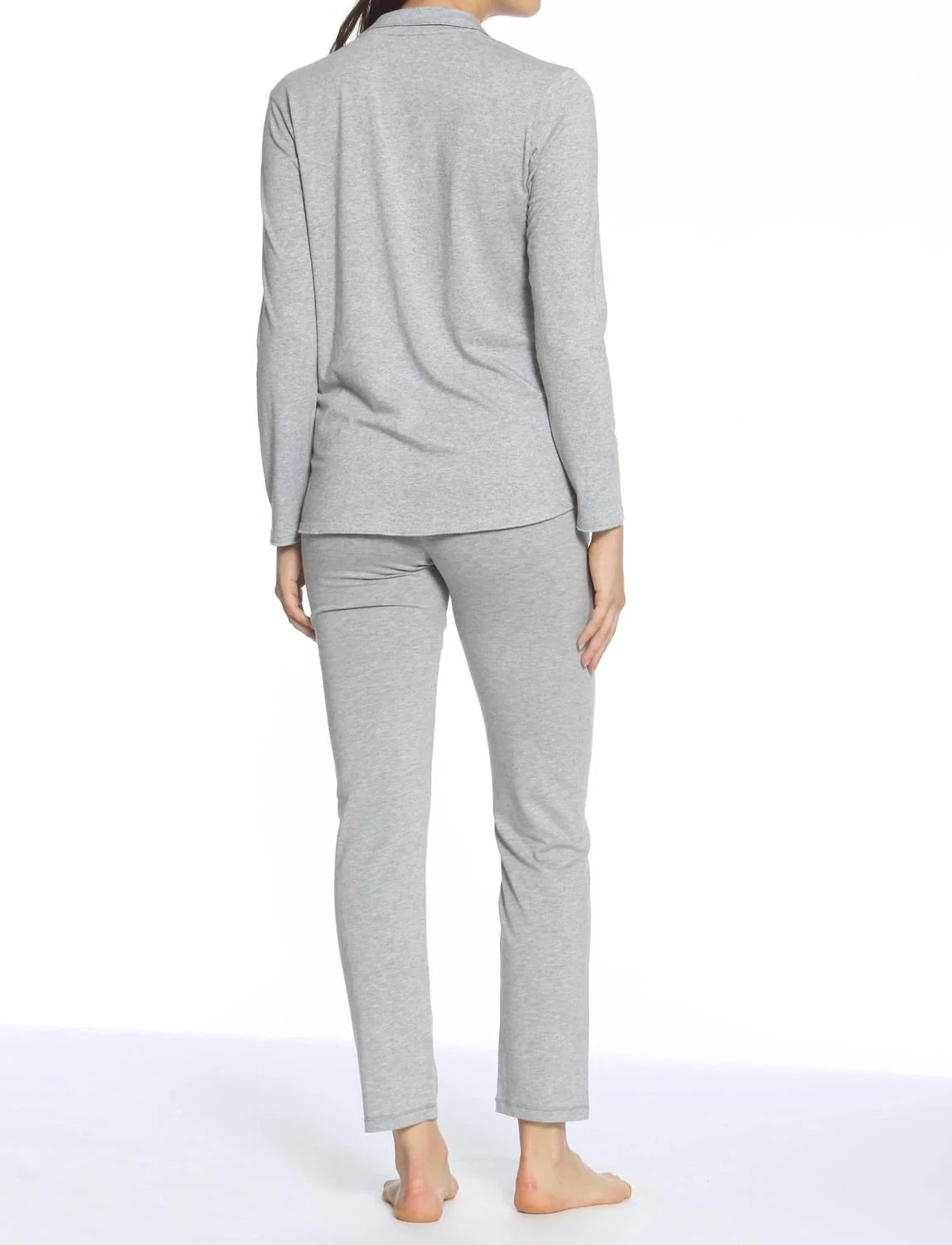 Brenda Long Sleeve Pajama Set In Heather Gray
