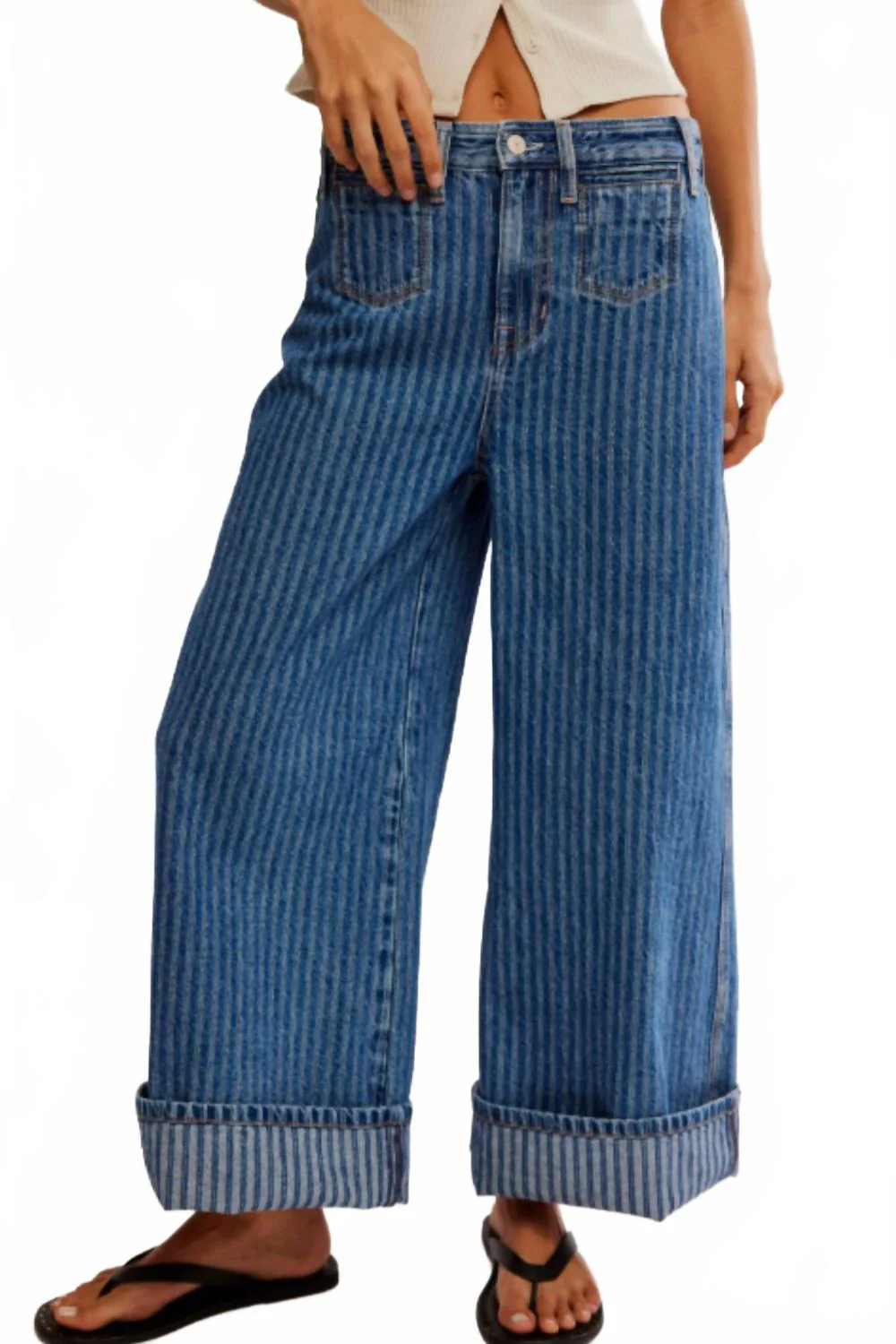 Brette Cropped Wide Leg Jeans In Bittersweet Blue