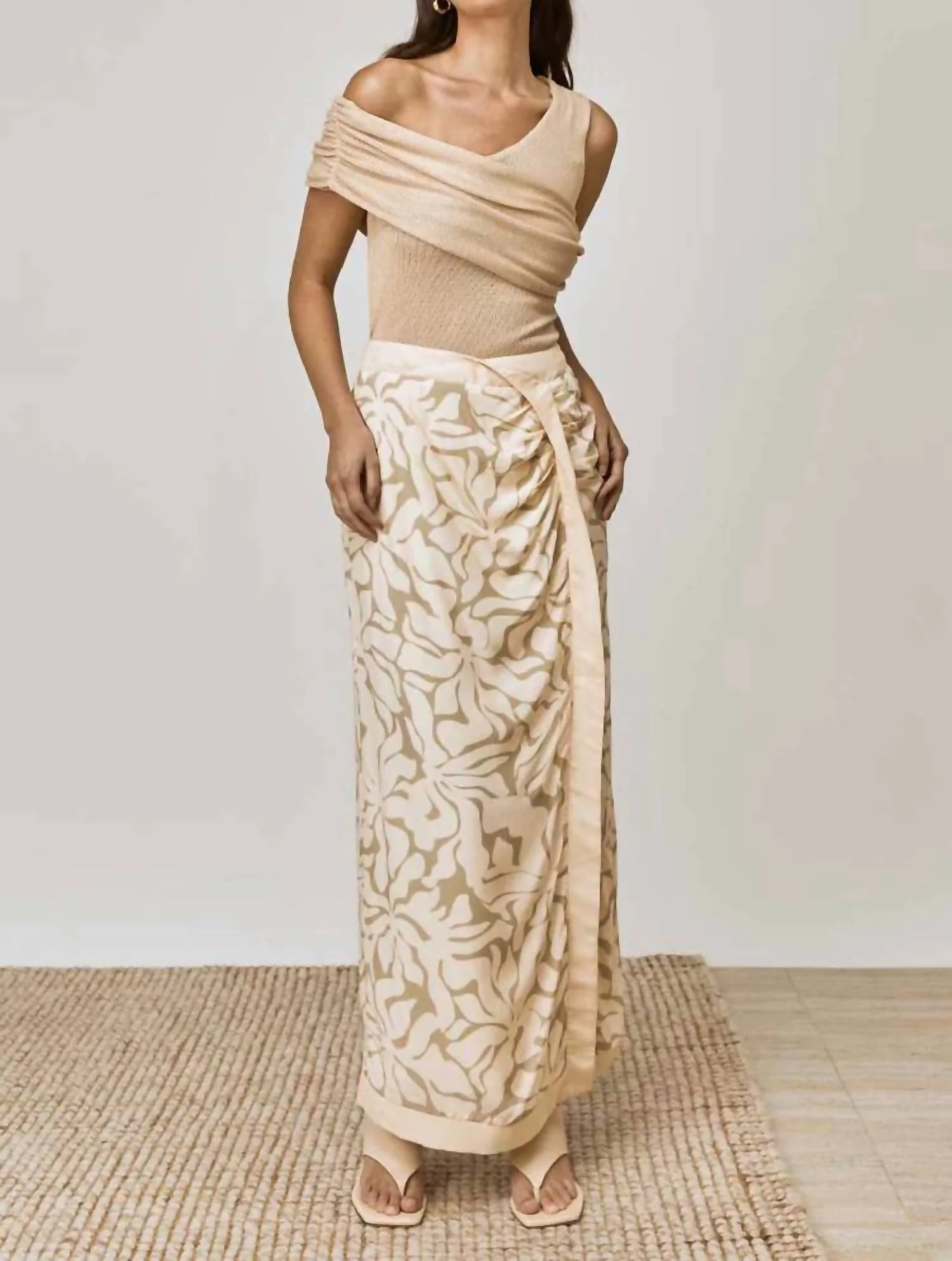 High Tide Midi Skirt In Stone