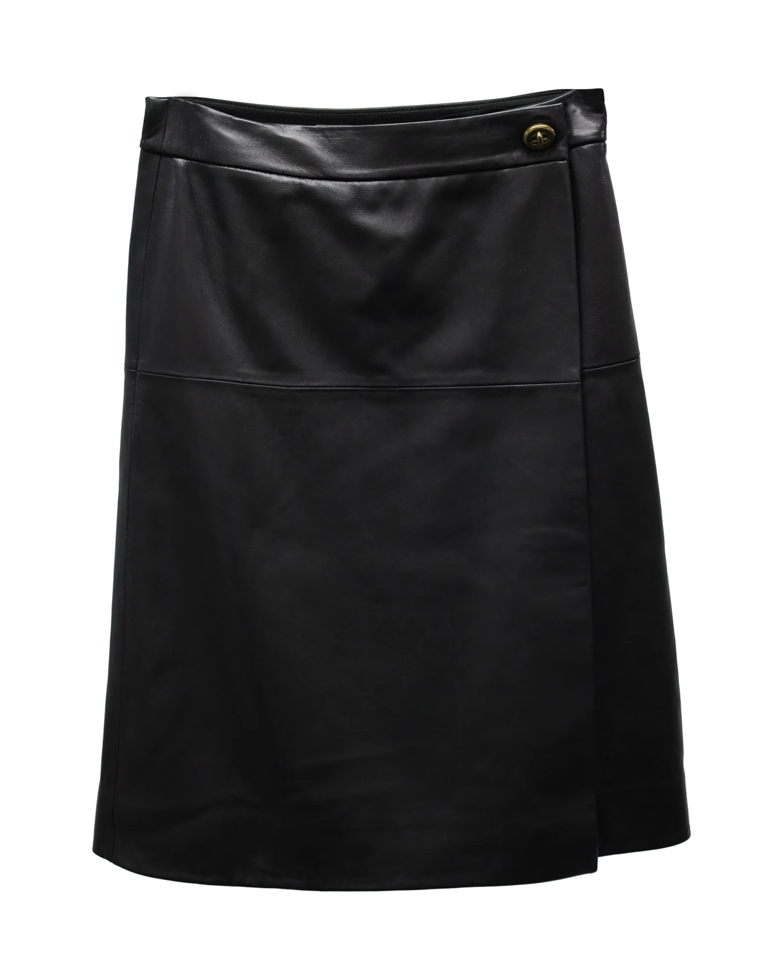 Coach Wrap Skirt in Black Lambskin Leather