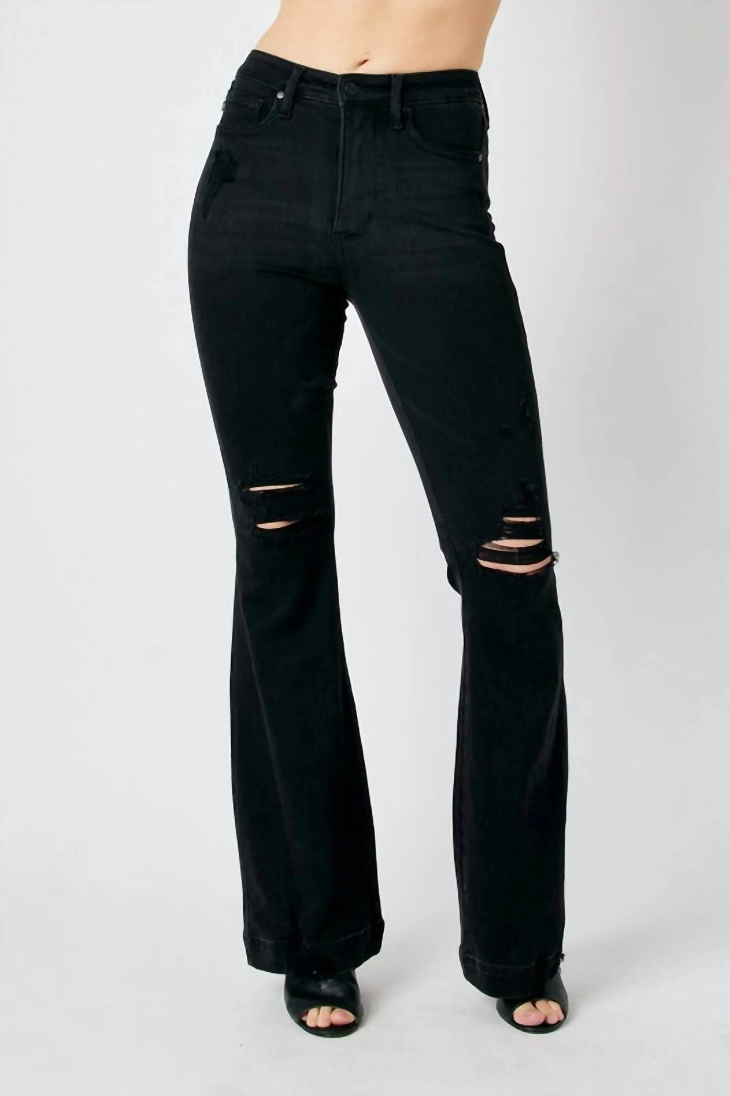 Tummy Control Trouser Flare In Black