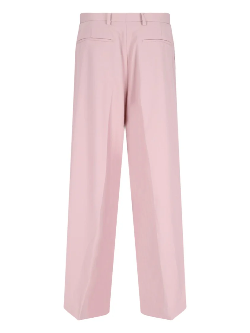 Wide-Leg Trousers In Pink Wool